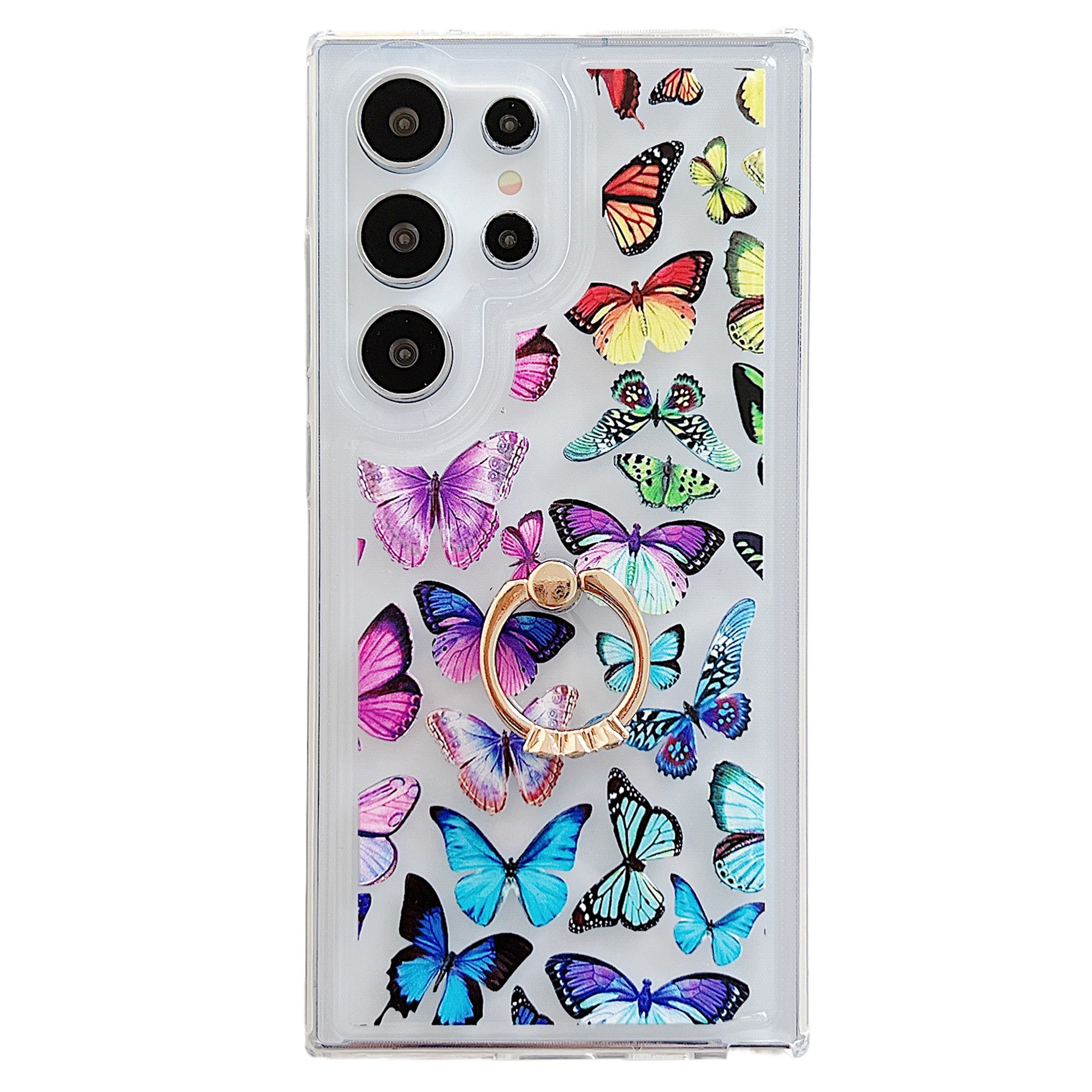 For Samsung Galaxy S24 Ultra Kickstand Case Butterfly Pattern Printing TPU Airbag Phone Cover