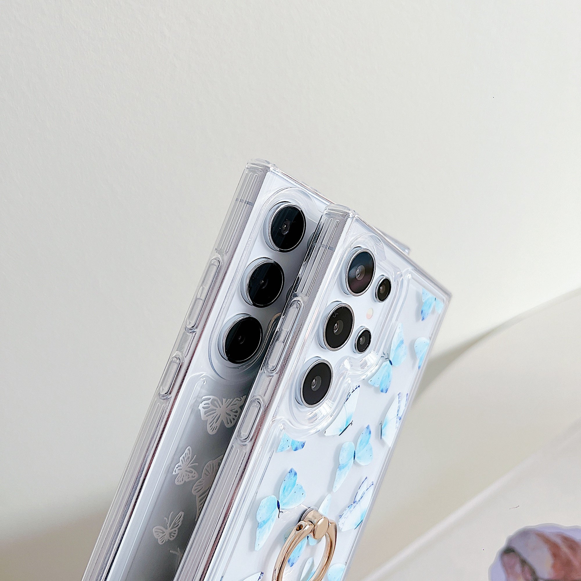 For Samsung Galaxy S24 Ultra Kickstand Case Butterfly Pattern Printing TPU Airbag Phone Cover