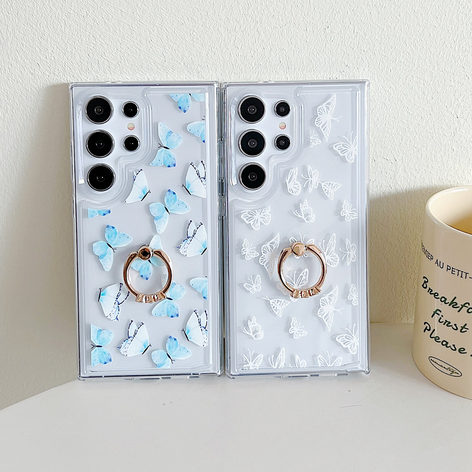 For Samsung Galaxy S24 Ultra Kickstand Case Butterfly Pattern Printing TPU Airbag Phone Cover