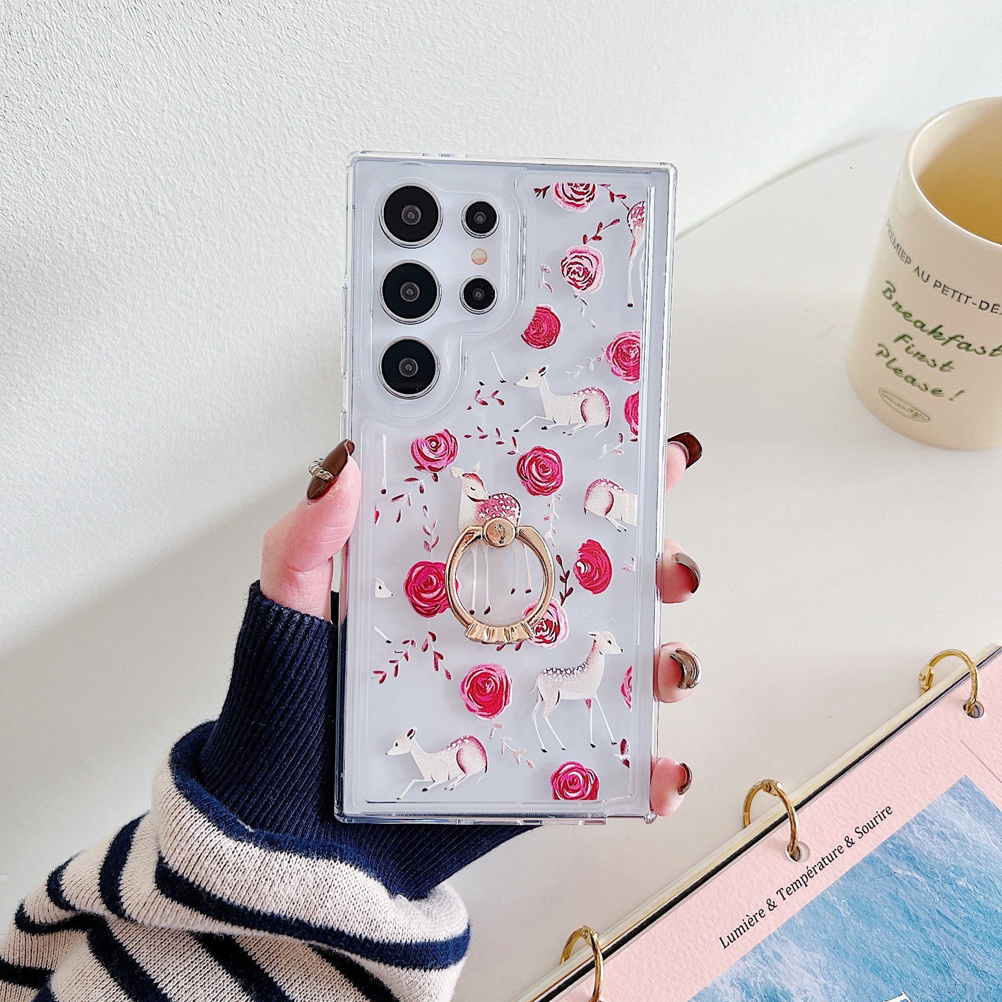 For Samsung Galaxy S24 Ultra Kickstand Case Butterfly Pattern Printing TPU Airbag Phone Cover