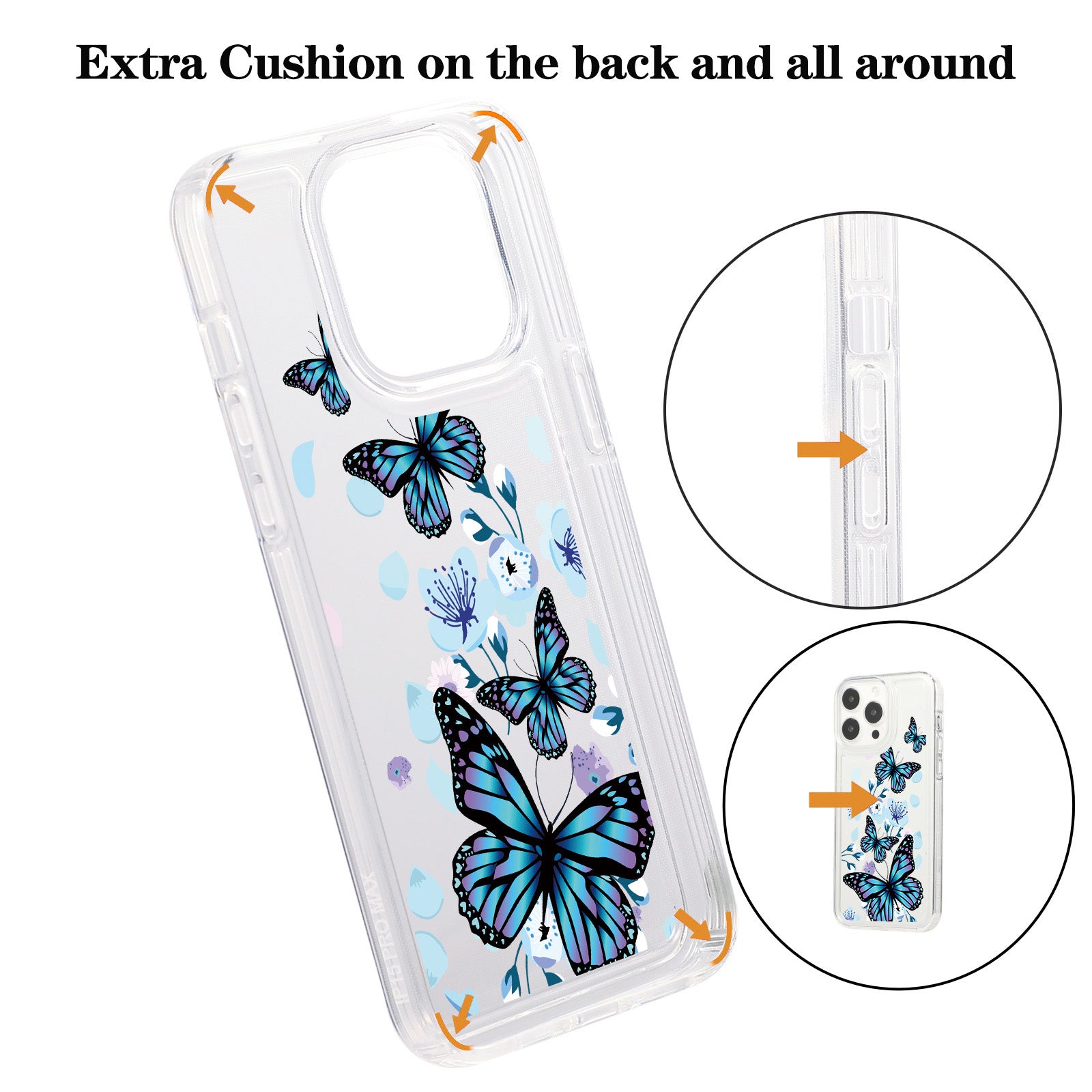 For iPhone 15 Pro Max Case Soft TPU Butterfly Pattern Printing Phone Cover