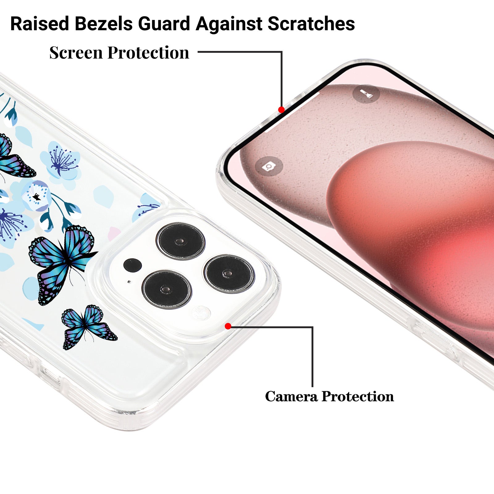 For iPhone 15 Pro Max Case Soft TPU Butterfly Pattern Printing Phone Cover