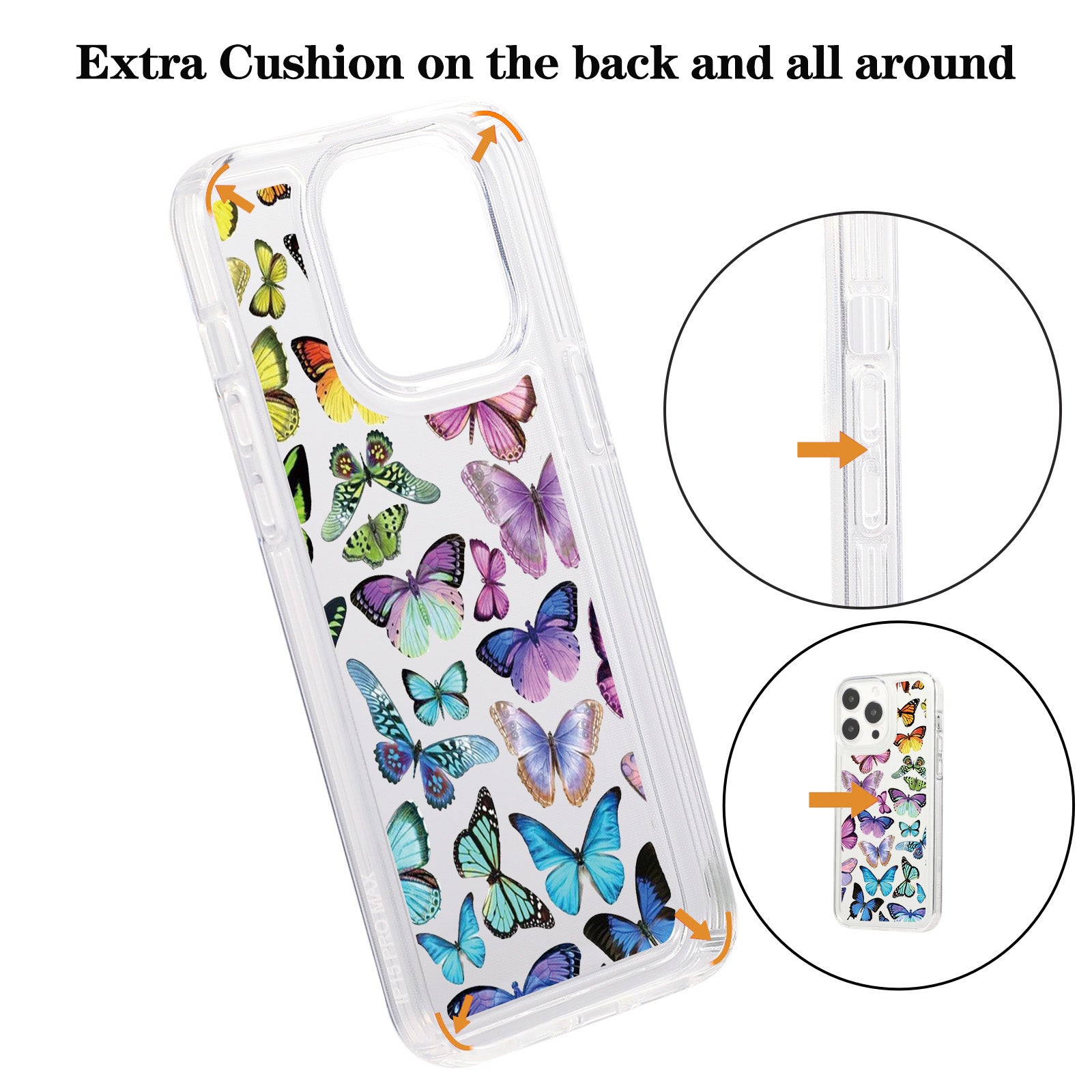 For iPhone 15 Pro Case Anti-drop Airbag Butterfly Pattern Printing TPU Phone Cover