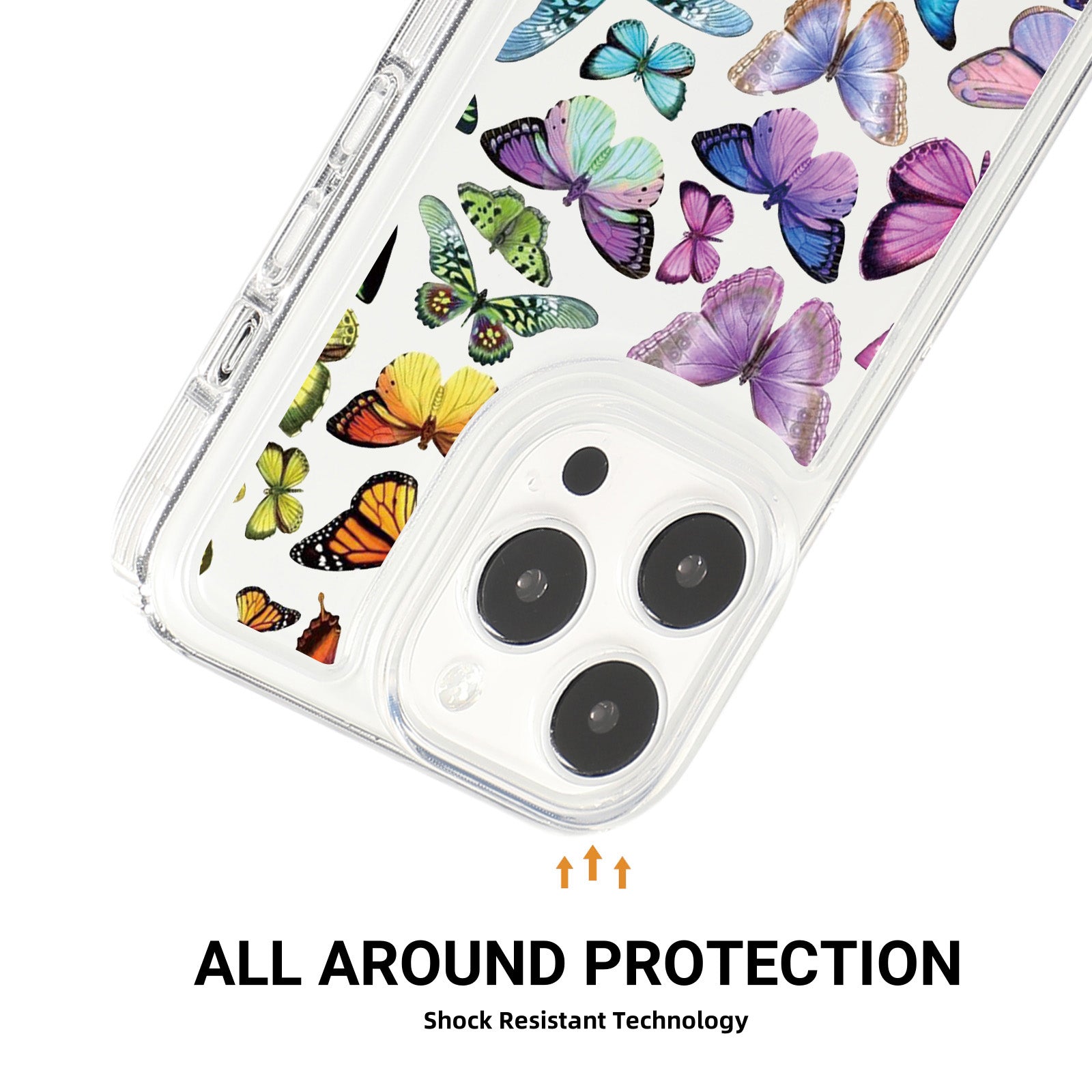 For iPhone 15 Pro Case Anti-drop Airbag Butterfly Pattern Printing TPU Phone Cover