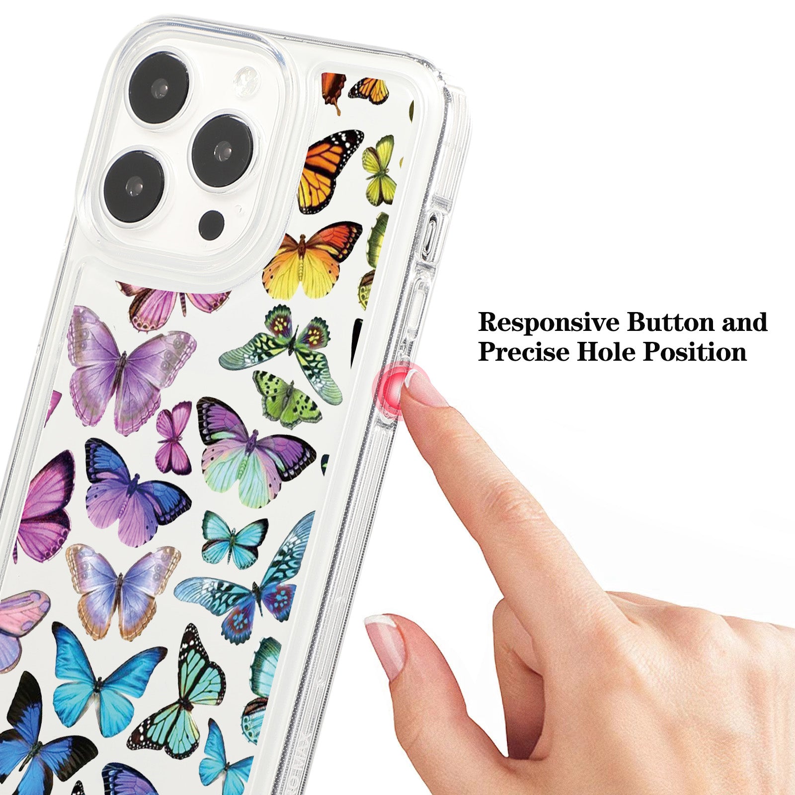 For iPhone 15 Pro Case Anti-drop Airbag Butterfly Pattern Printing TPU Phone Cover