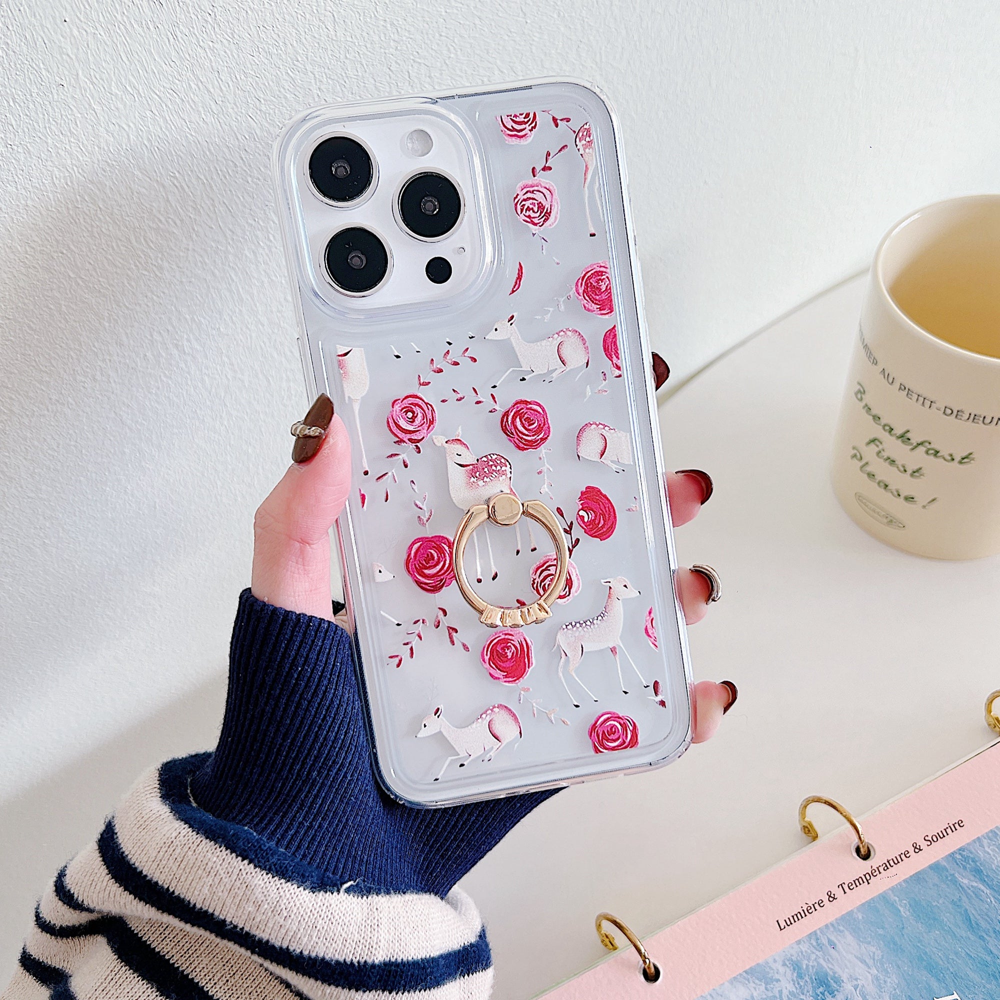 For iPhone 15 Pro Case Butterfly Pattern Printing TPU Airbag Phone Cover with Kickstand