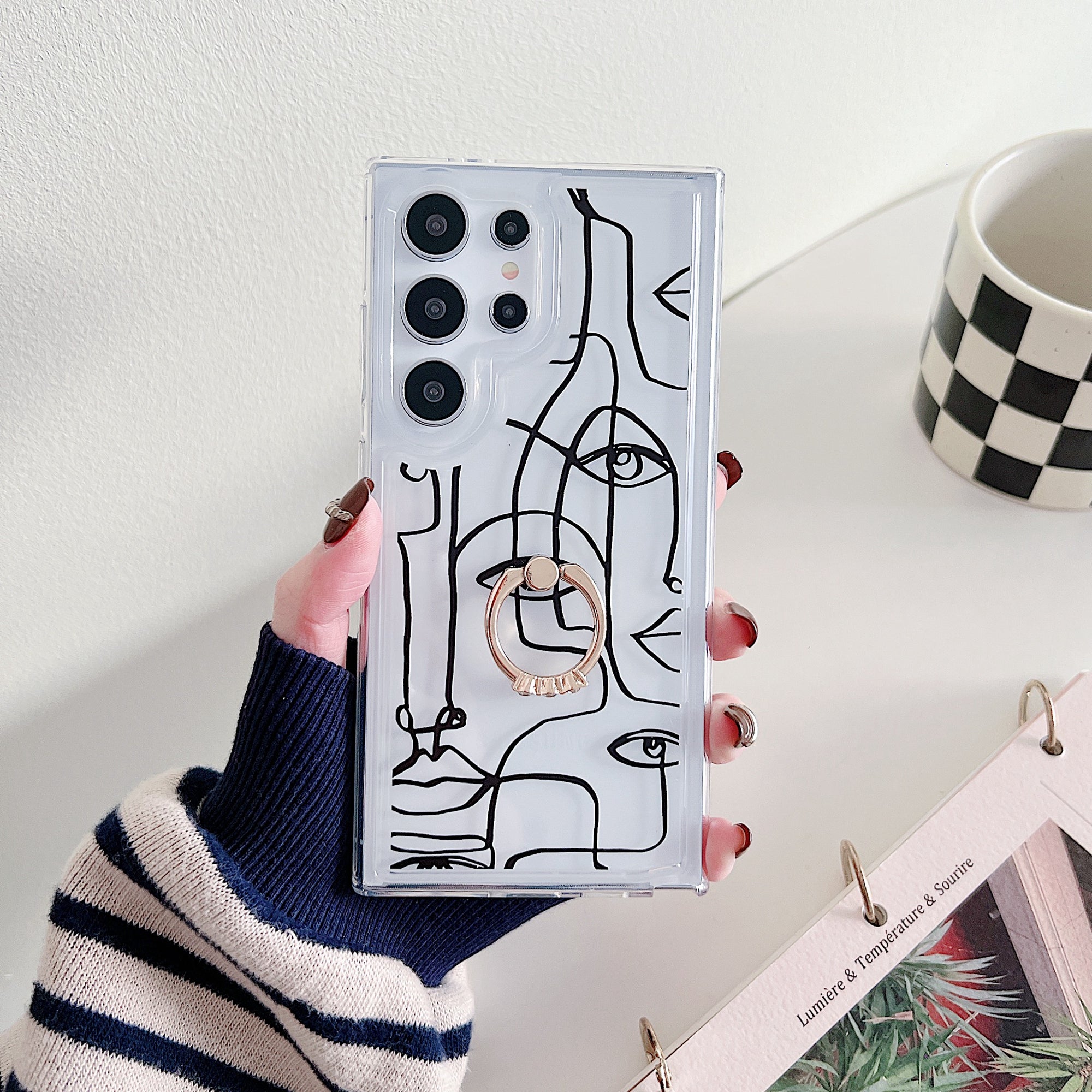 For Samsung Galaxy S24 Ultra Case Soft TPU Ring Kickstand Cell Phone Cover