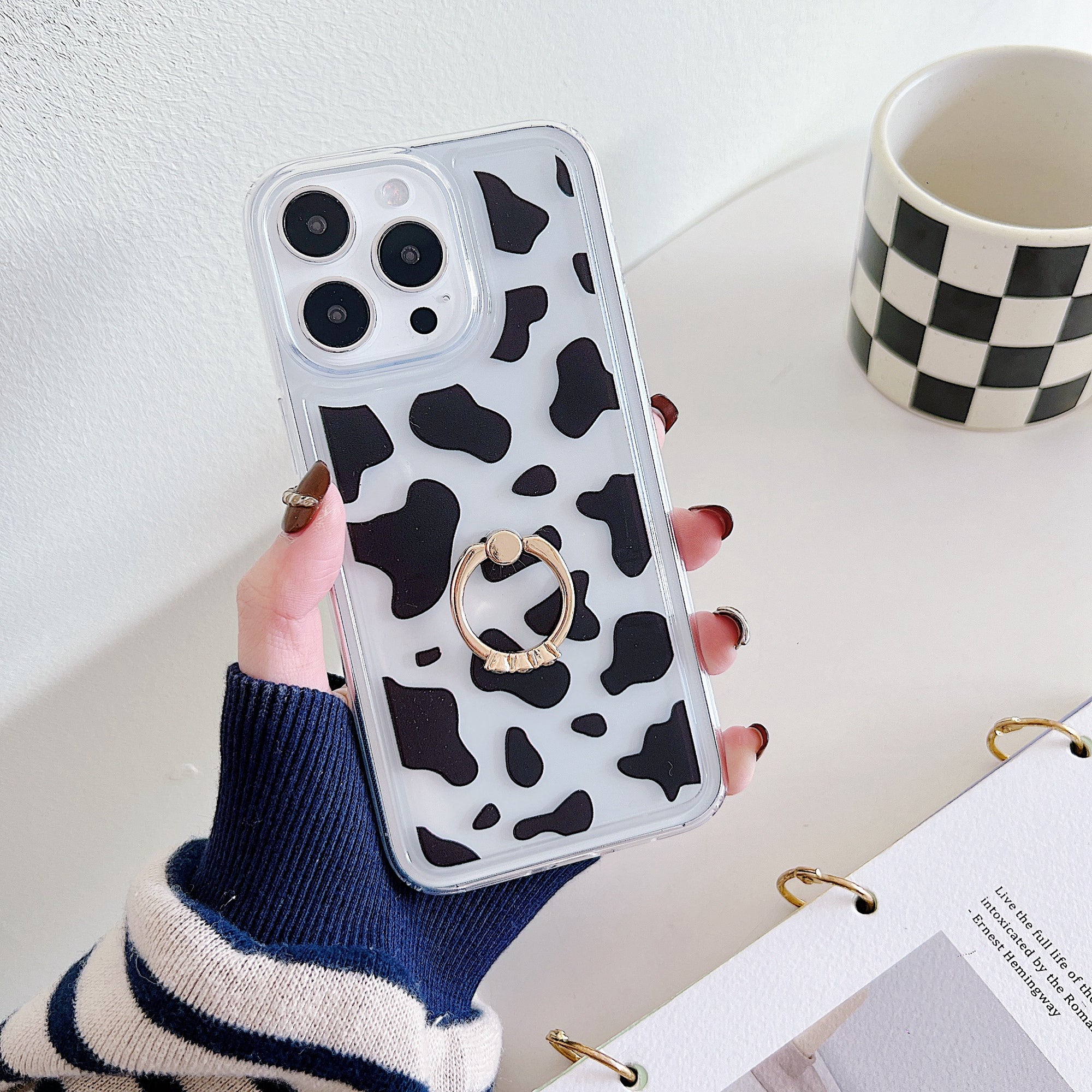 For iPhone 15 Pro Max Case Soft TPU Ring Kickstand Phone Cover