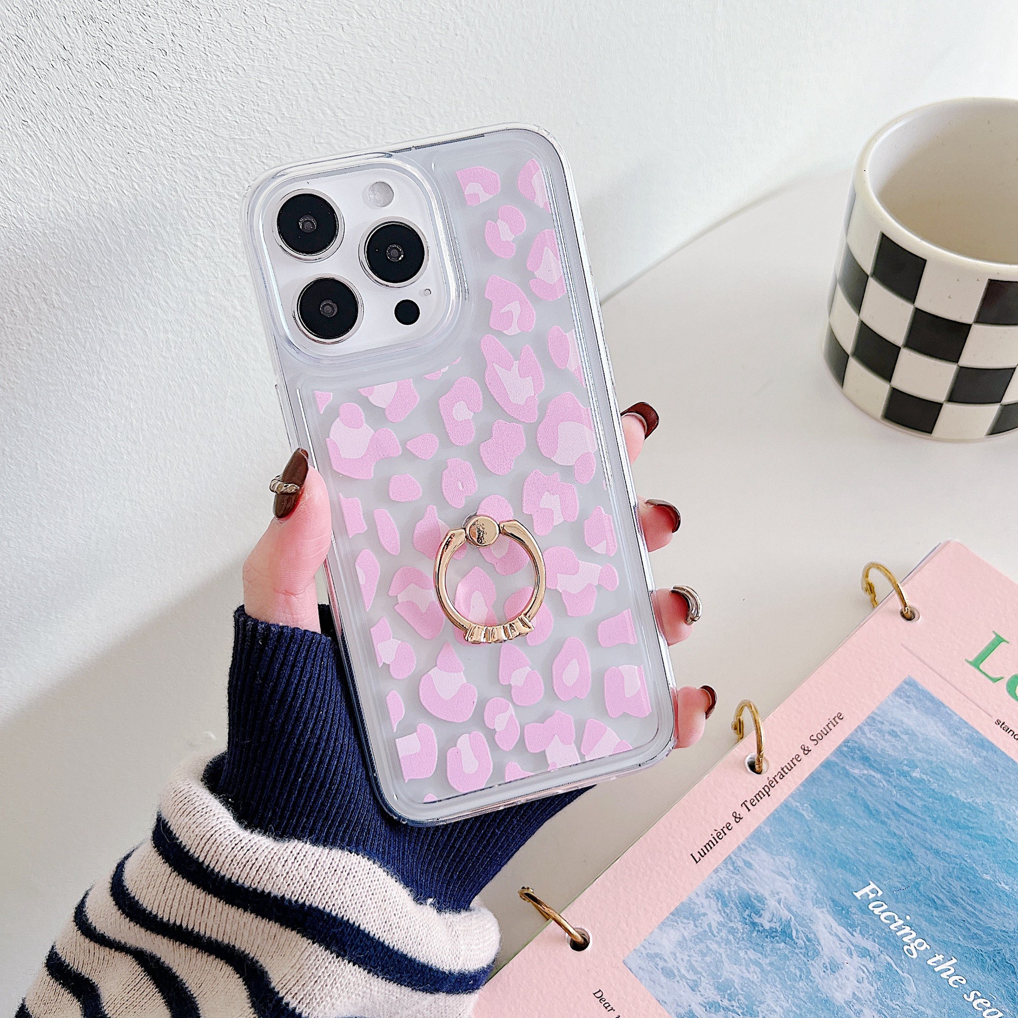 For iPhone 15 Pro Max Case Soft TPU Ring Kickstand Phone Cover