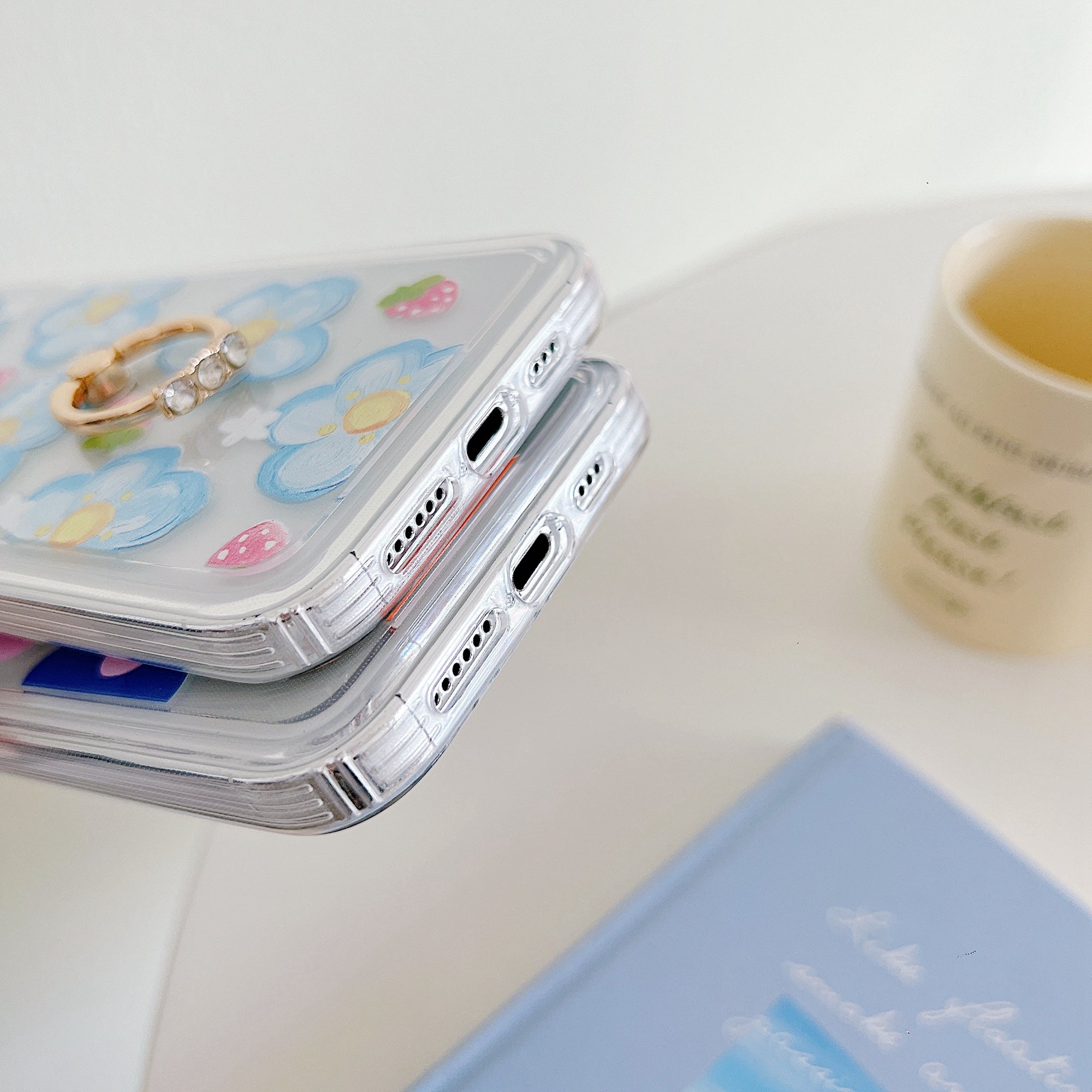 For iPhone 15 Pro Floral Case Airbag Design TPU Kickstand Phone Cover