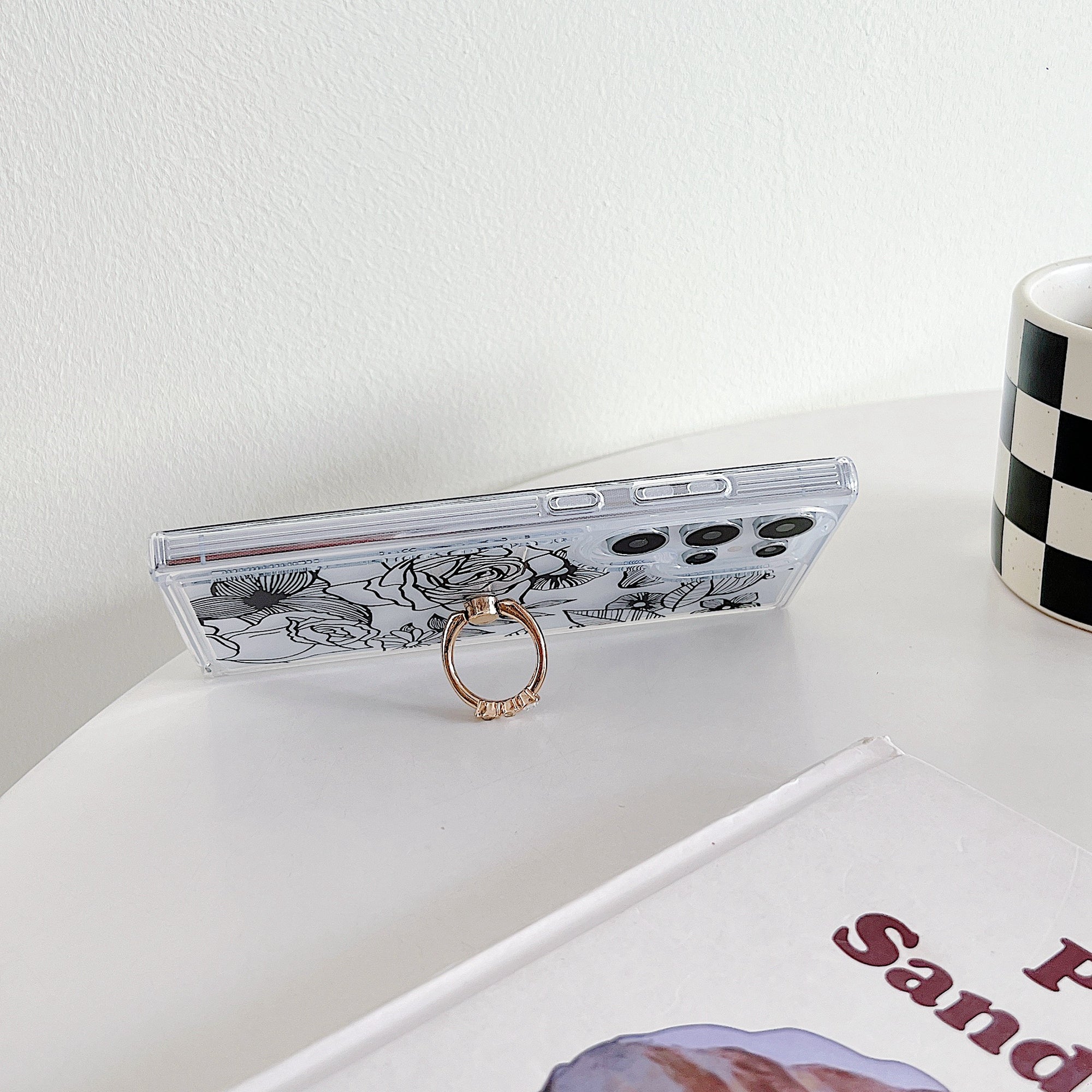 For Samsung Galaxy S24 Ultra Case Airbag TPU Kickstand Phone Cover Floral Stylish Aesthetic