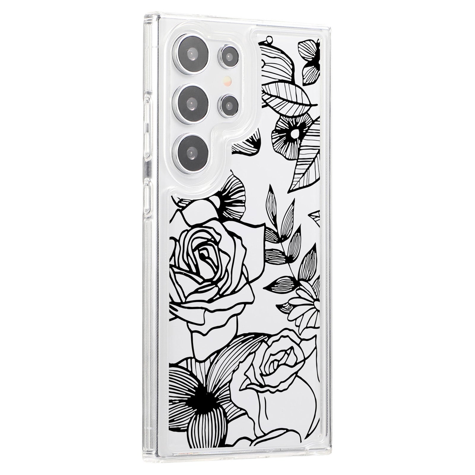 For Samsung Galaxy S24 Ultra Case Clear TPU Airbag Protection Flower Pattern Phone Cover
