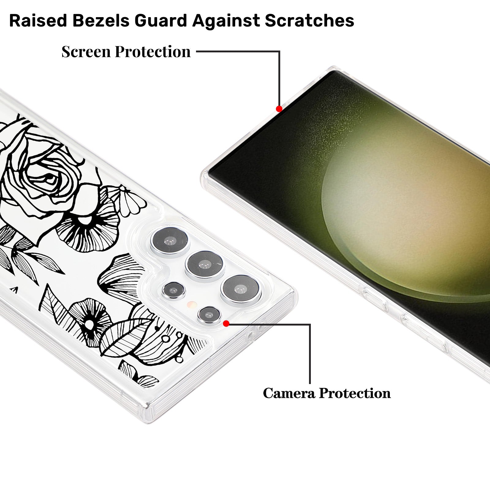 For Samsung Galaxy S24 Ultra Case Clear TPU Airbag Protection Flower Pattern Phone Cover