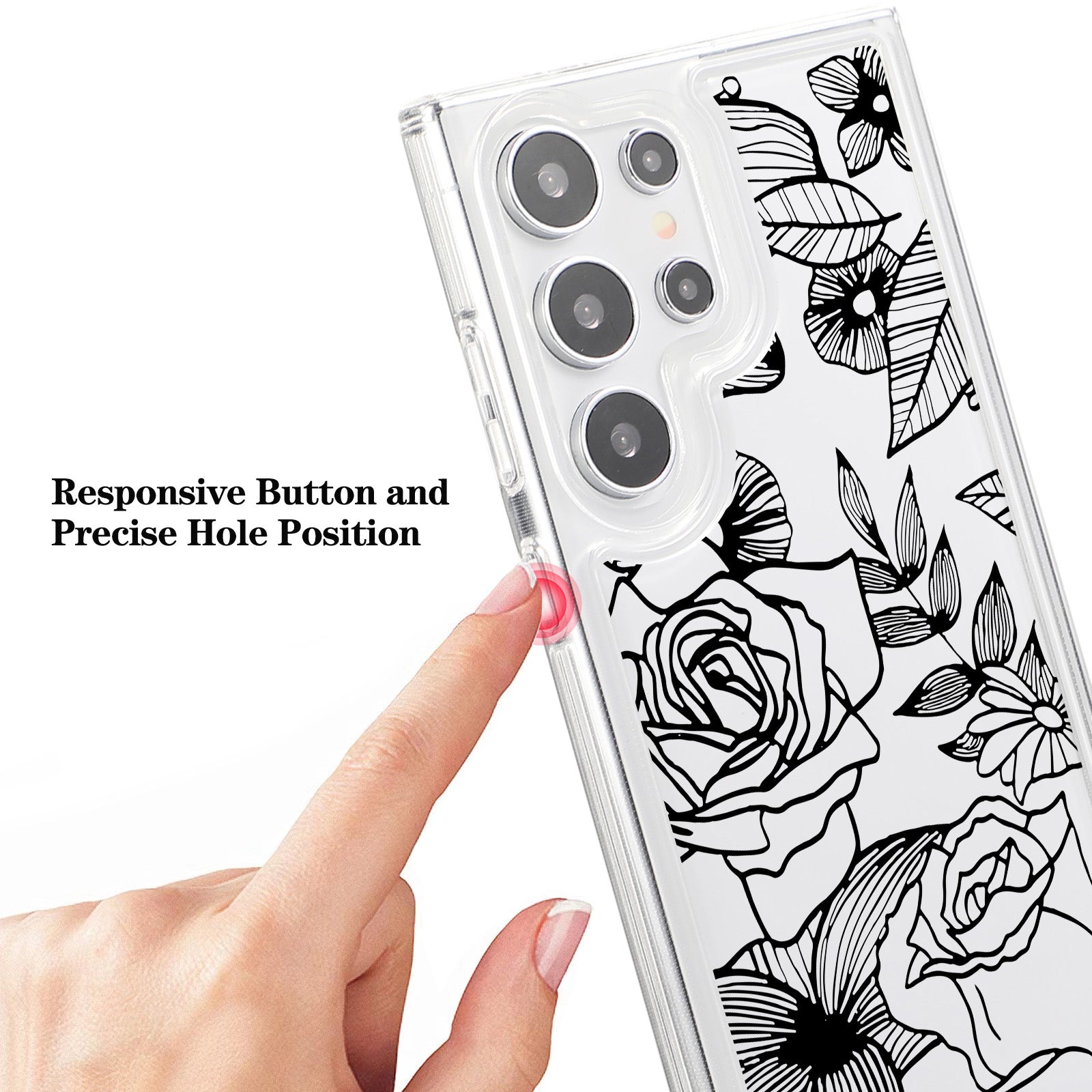 For Samsung Galaxy S24 Ultra Case Clear TPU Airbag Protection Flower Pattern Phone Cover