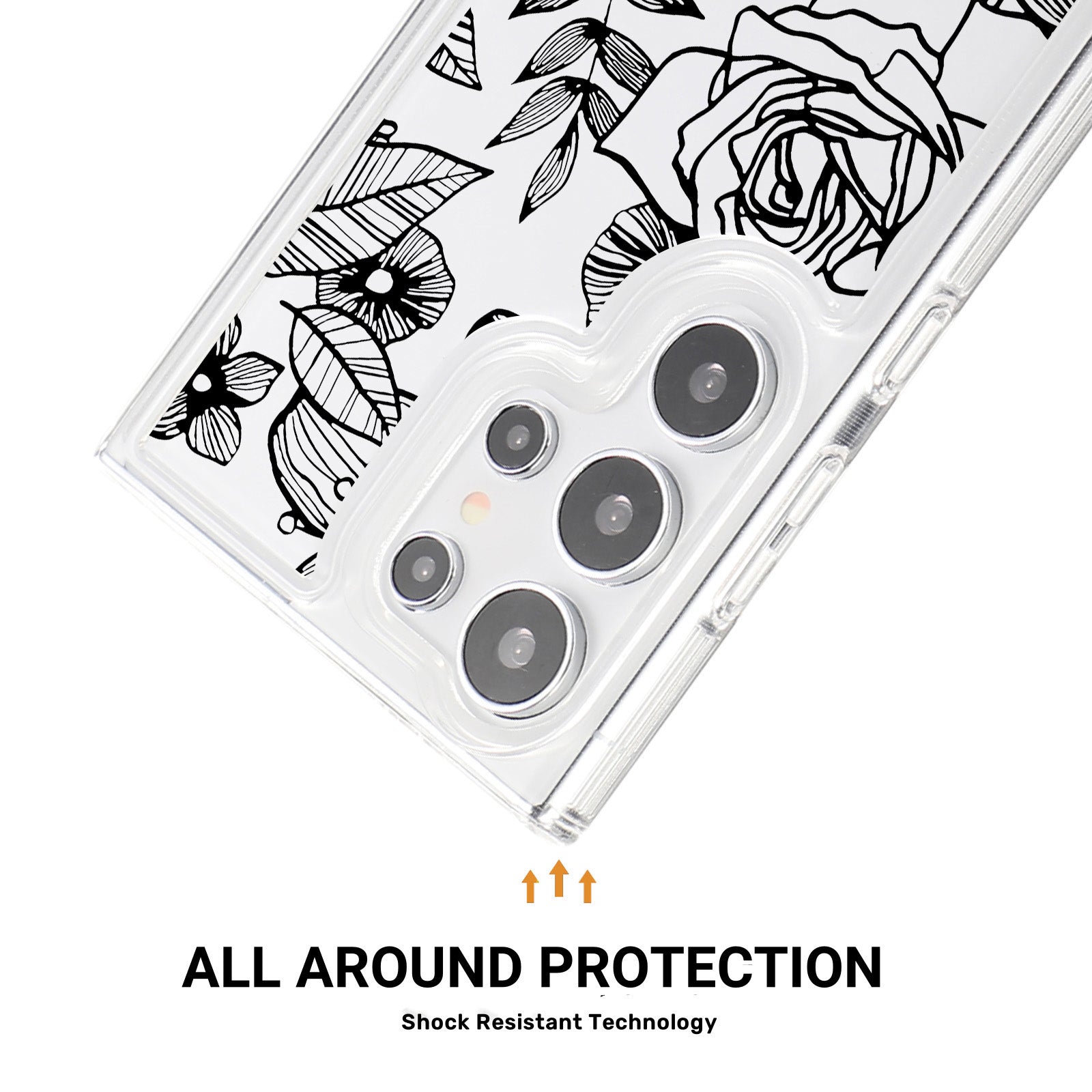 For Samsung Galaxy S24 Ultra Case Clear TPU Airbag Protection Flower Pattern Phone Cover