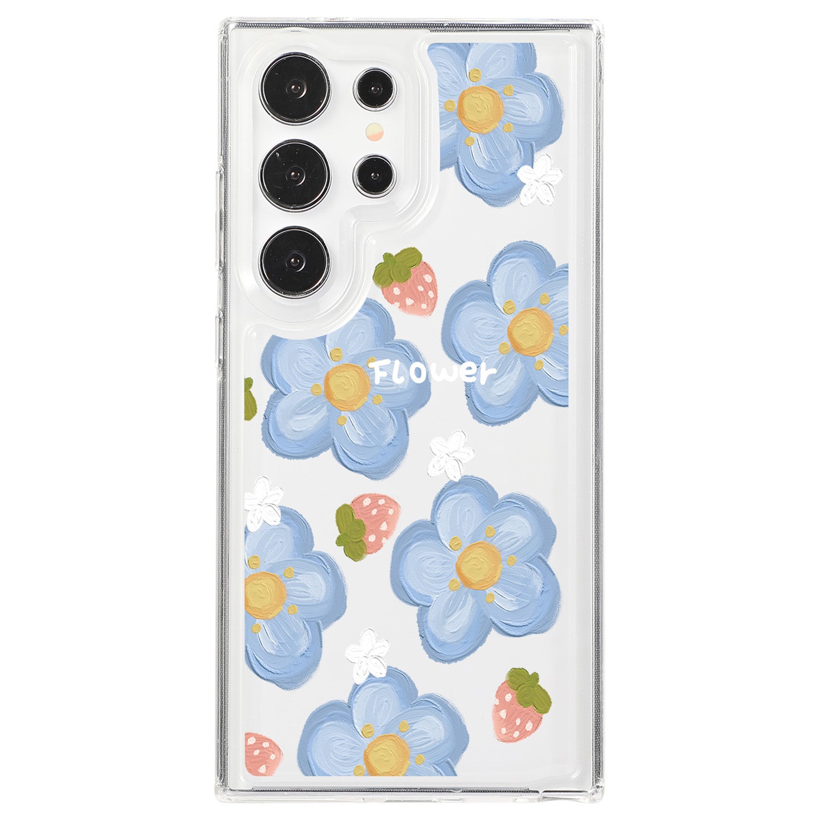 For Samsung Galaxy S23 Ultra Clear Case TPU Airbag Protection Back Phone Cover with Flower Pattern