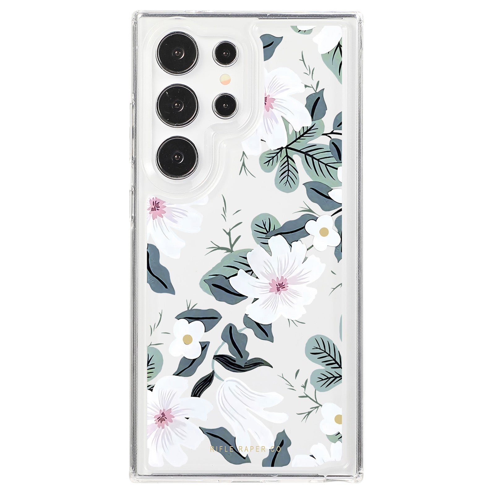 For Samsung Galaxy S23 Ultra Clear Case TPU Airbag Protection Back Phone Cover with Flower Pattern