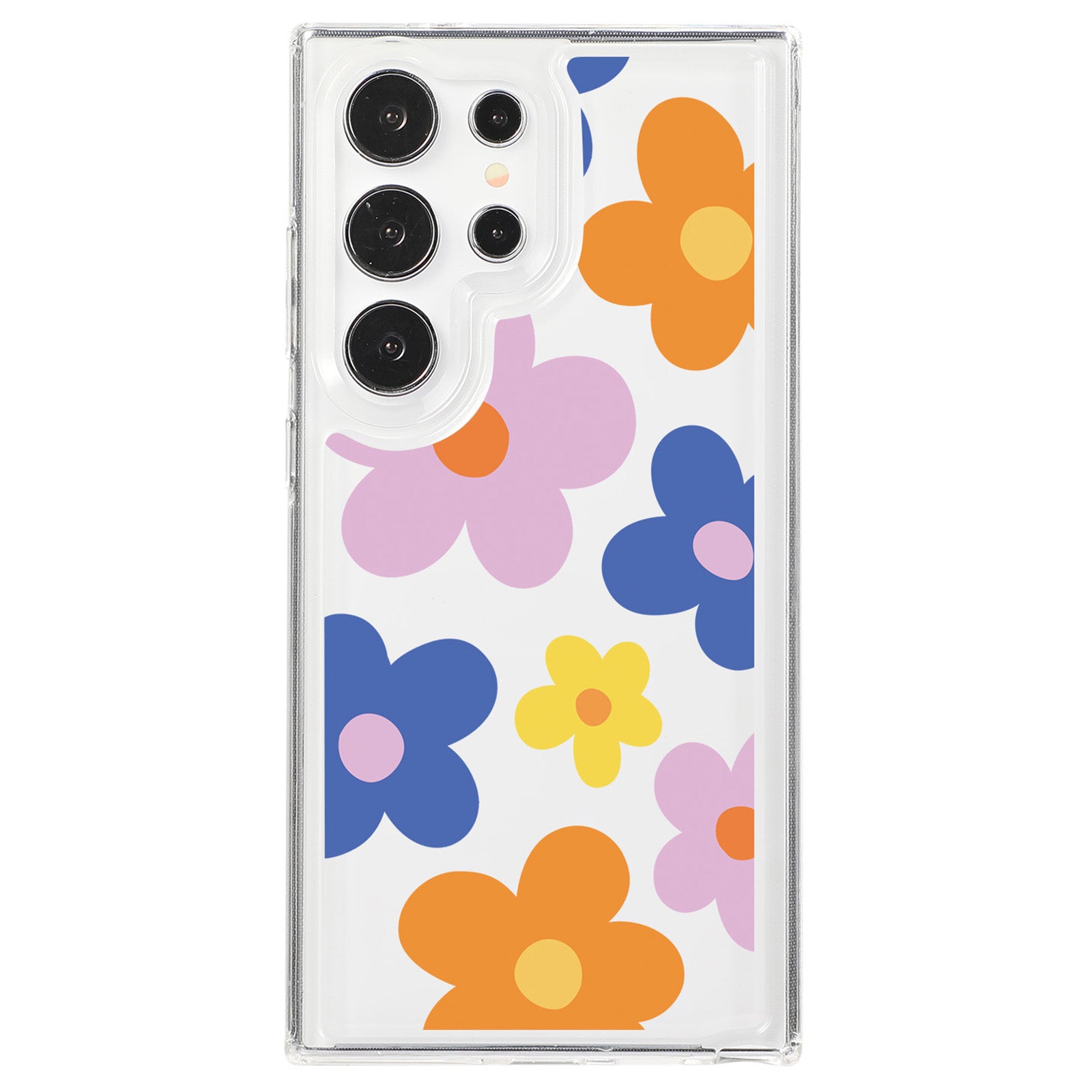 For Samsung Galaxy S23 Ultra Clear Case TPU Airbag Protection Back Phone Cover with Flower Pattern