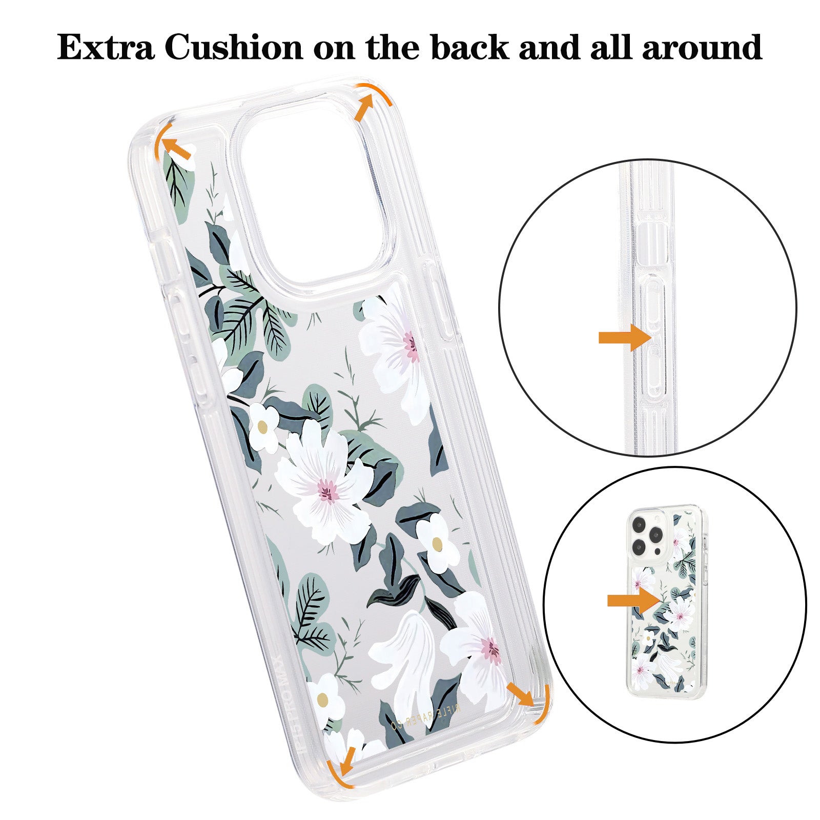 For iPhone 15 Pro TPU Case Clear Airbag Protection Anti-fall Flower Pattern Phone Shell