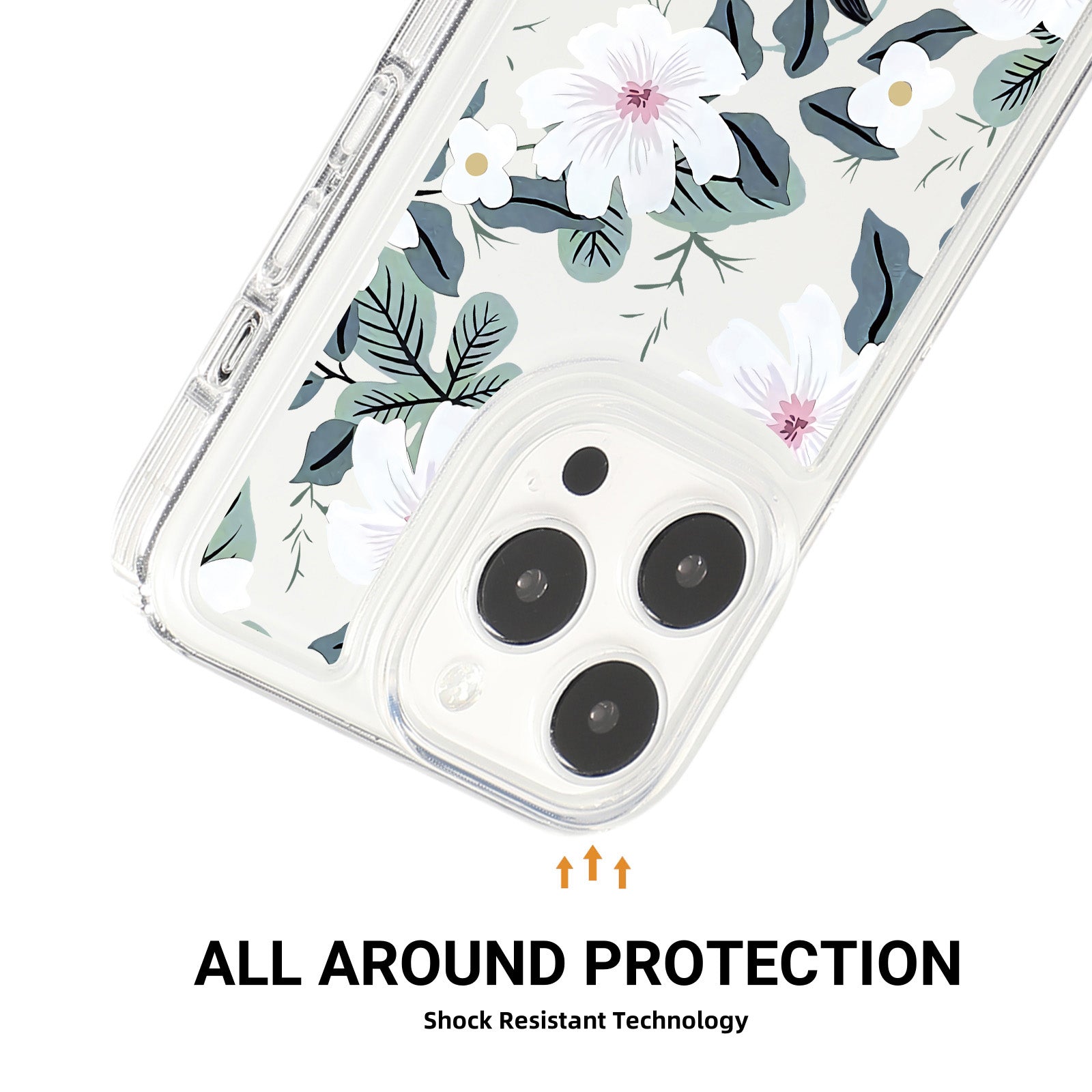 For iPhone 15 Pro TPU Case Clear Airbag Protection Anti-fall Flower Pattern Phone Shell