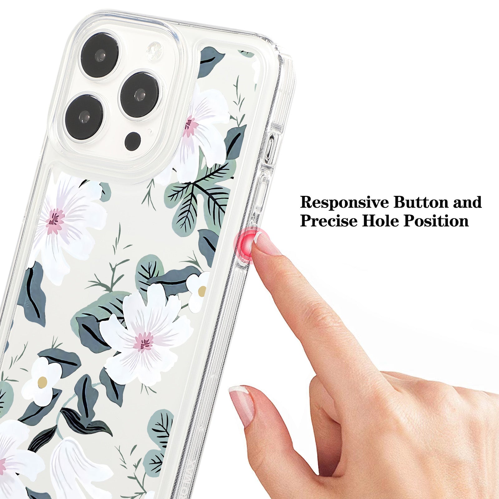 For iPhone 15 Pro TPU Case Clear Airbag Protection Anti-fall Flower Pattern Phone Shell