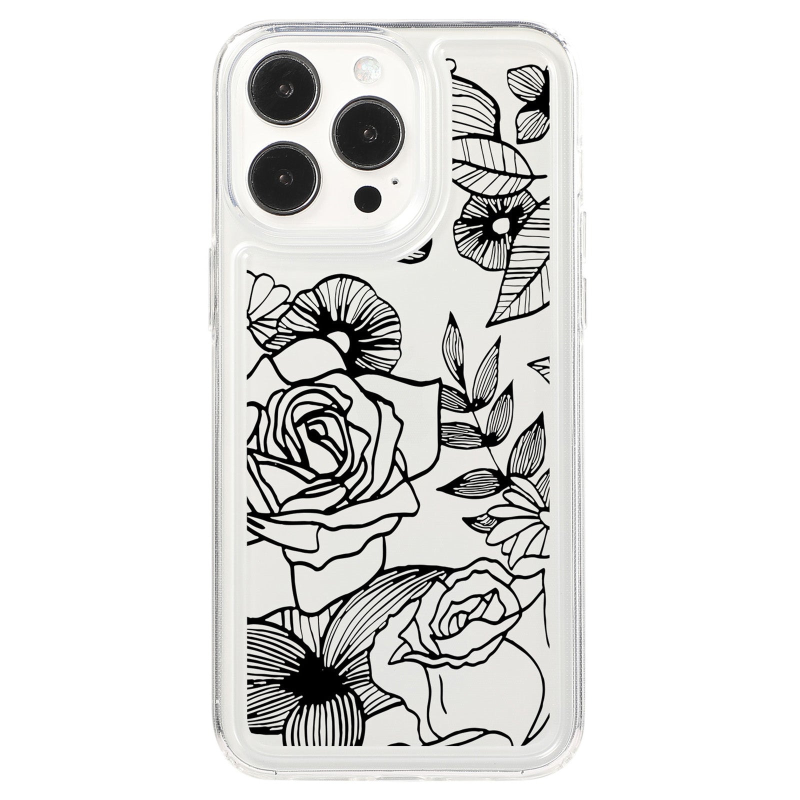 For iPhone 15 Pro TPU Case Clear Airbag Protection Anti-fall Flower Pattern Phone Shell
