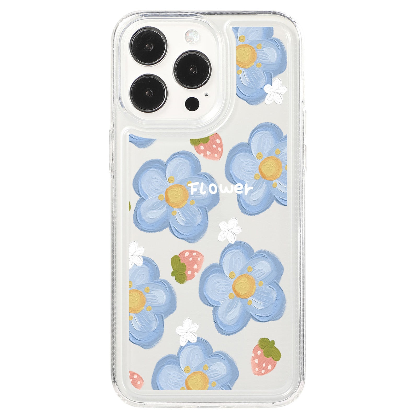 For iPhone 15 Pro Max Clear Case Drop-resistant TPU Flower Printing Pattern Protective Shell