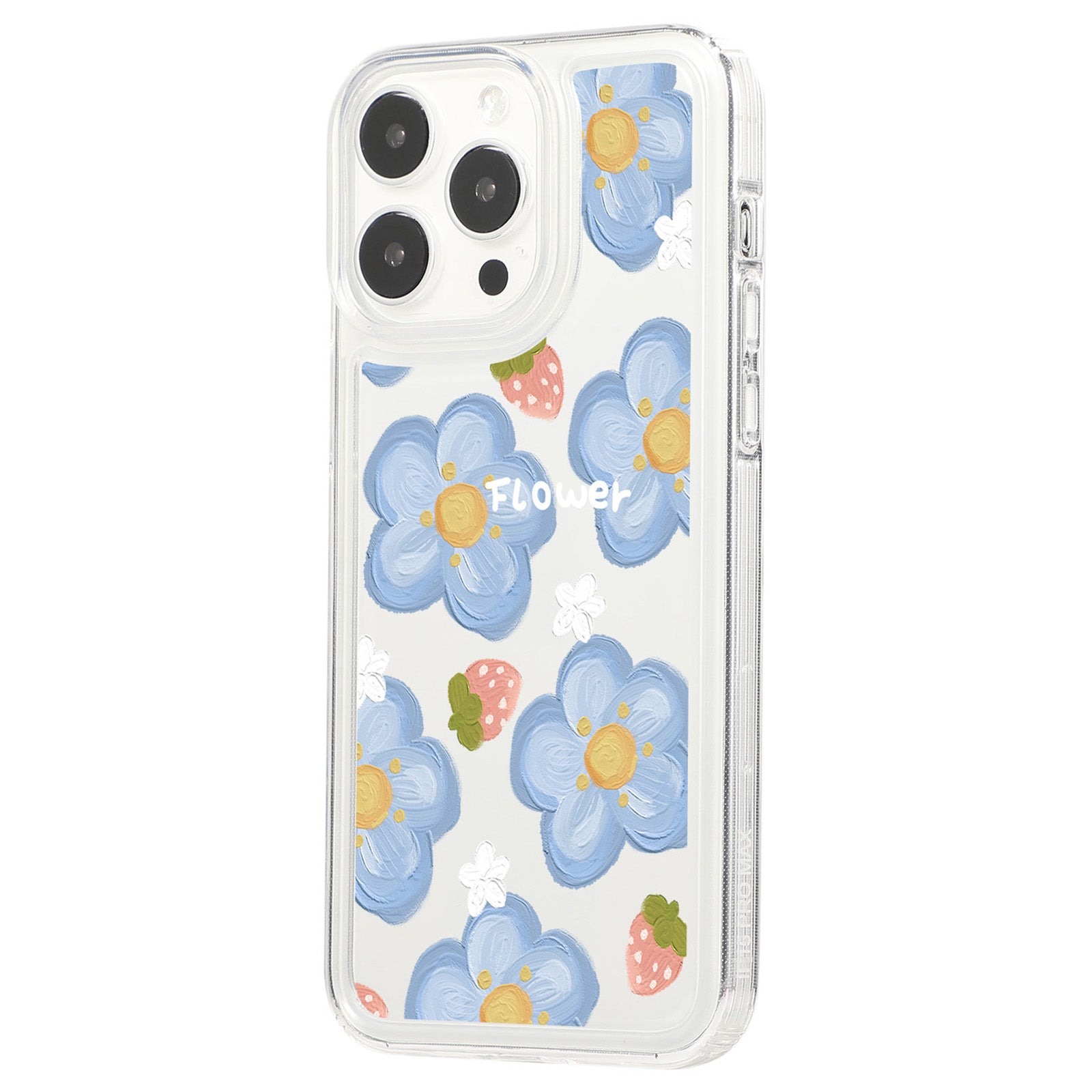 For iPhone 15 Pro Max Clear Case Drop-resistant TPU Flower Printing Pattern Protective Shell