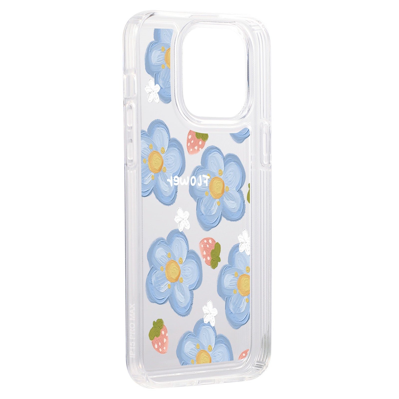 For iPhone 15 Pro Max Clear Case Drop-resistant TPU Flower Printing Pattern Protective Shell