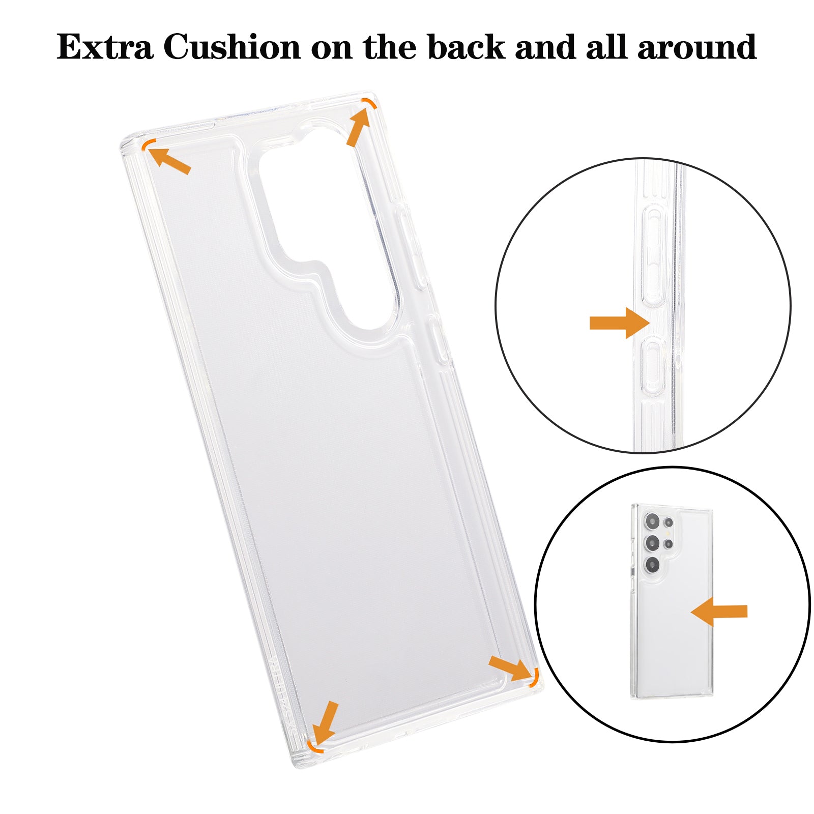 For Samsung Galaxy S23 Ultra Cell Phone Case HD Clear Soft TPU Airbag Protection Cover