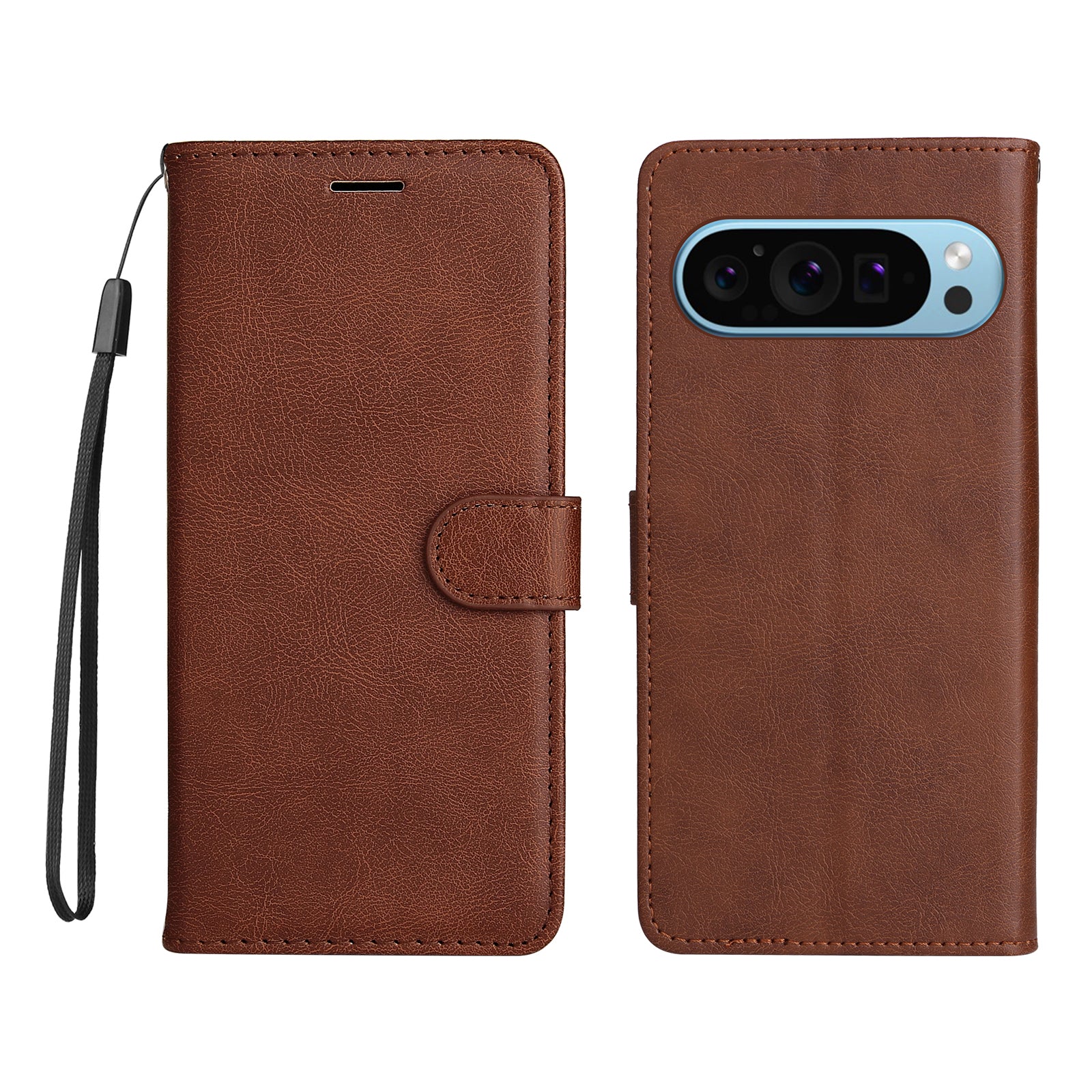 KT Leather Series-2 for Google Pixel 9 Case Stand Wrist Strap Solid Color Phone Cover
