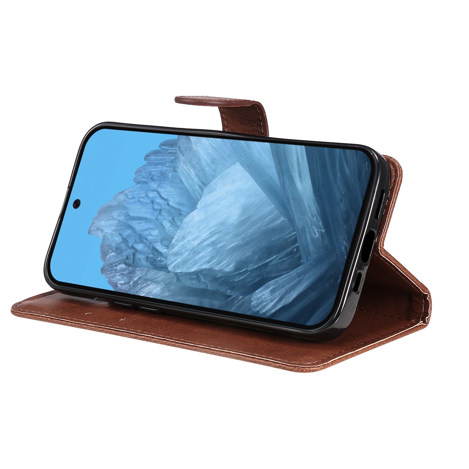 KT Leather Series-2 for Google Pixel 9 Case Stand Wrist Strap Solid Color Phone Cover