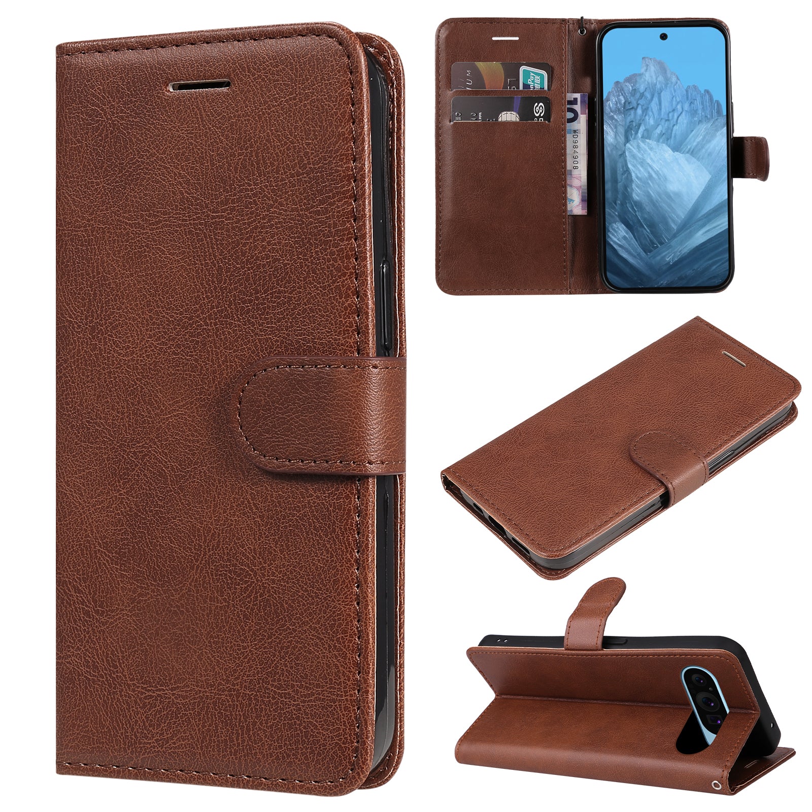 KT Leather Series-2 for Google Pixel 9 Case Stand Wrist Strap Solid Color Phone Cover