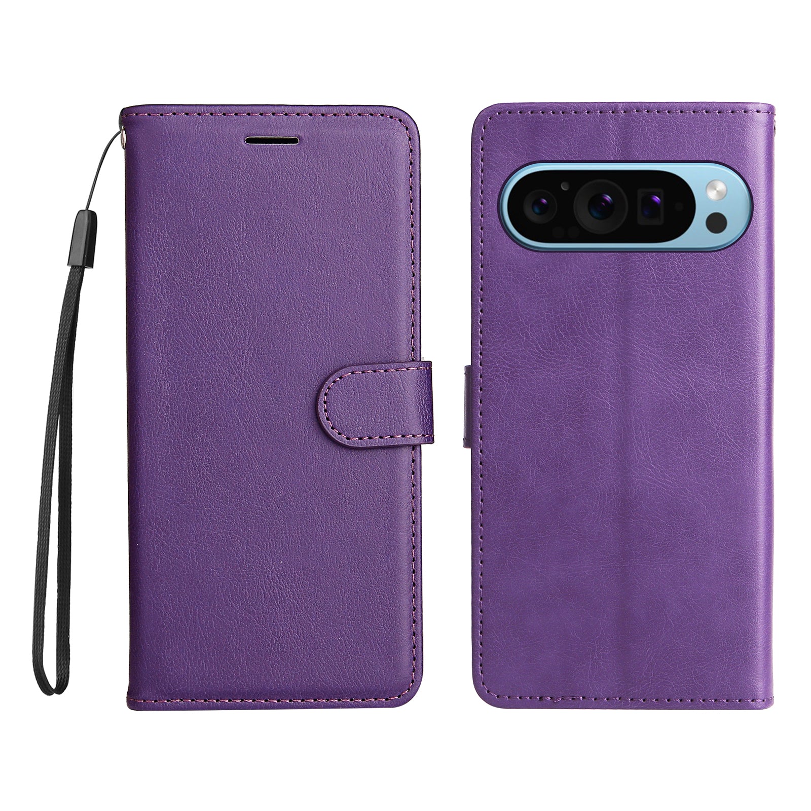 KT Leather Series-2 for Google Pixel 9 Case Stand Wrist Strap Solid Color Phone Cover