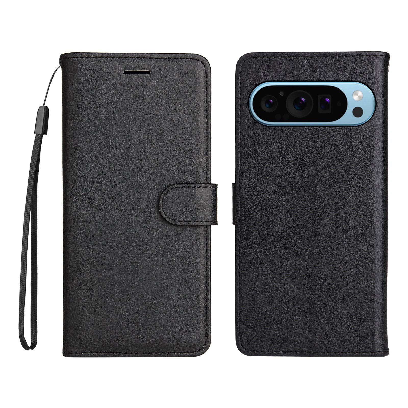 KT Leather Series-2 for Google Pixel 9 Case Stand Wrist Strap Solid Color Phone Cover