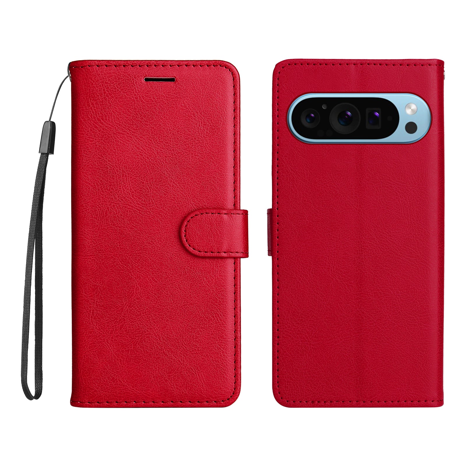 KT Leather Series-2 for Google Pixel 9 Case Stand Wrist Strap Solid Color Phone Cover