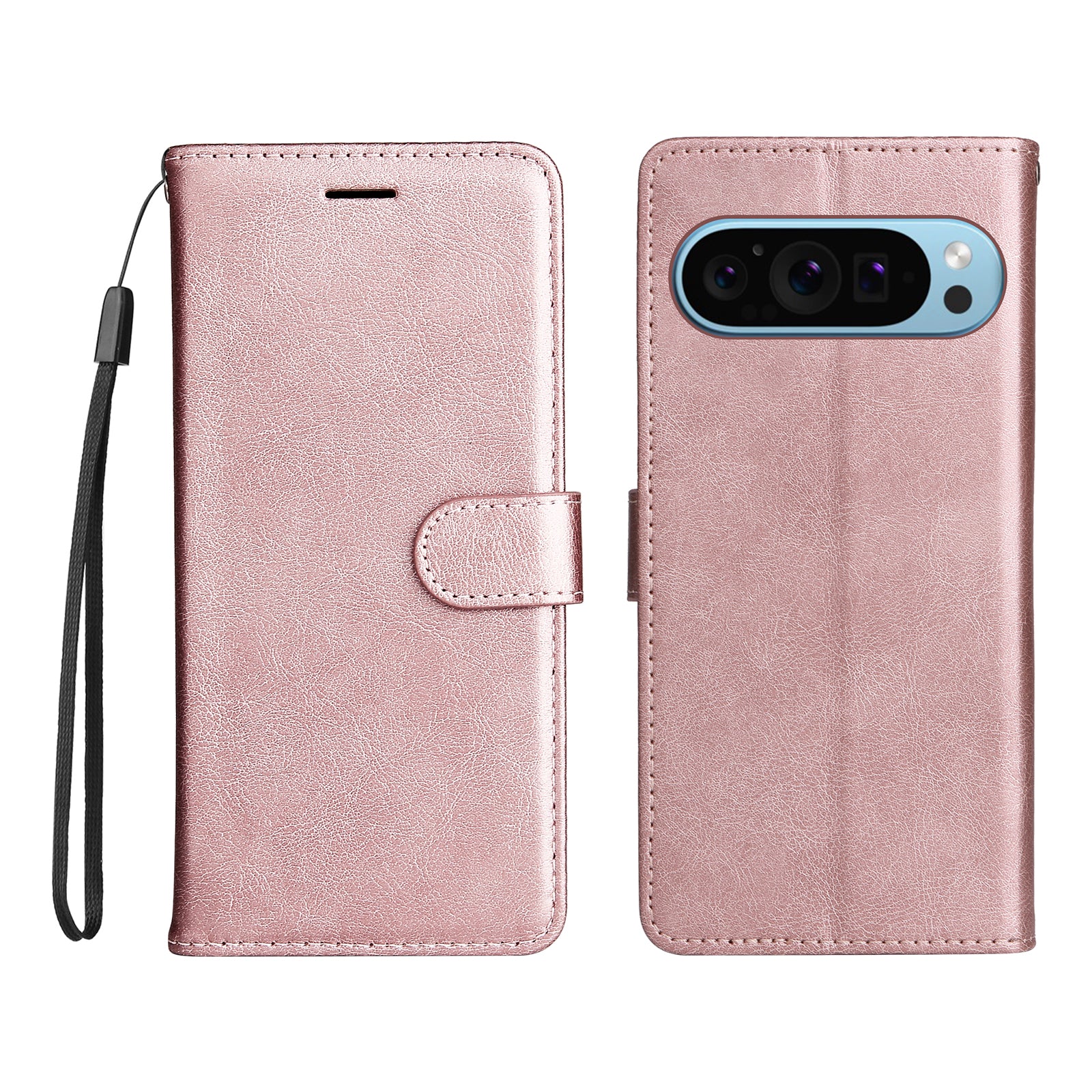 KT Leather Series-2 for Google Pixel 9 Case Stand Wrist Strap Solid Color Phone Cover