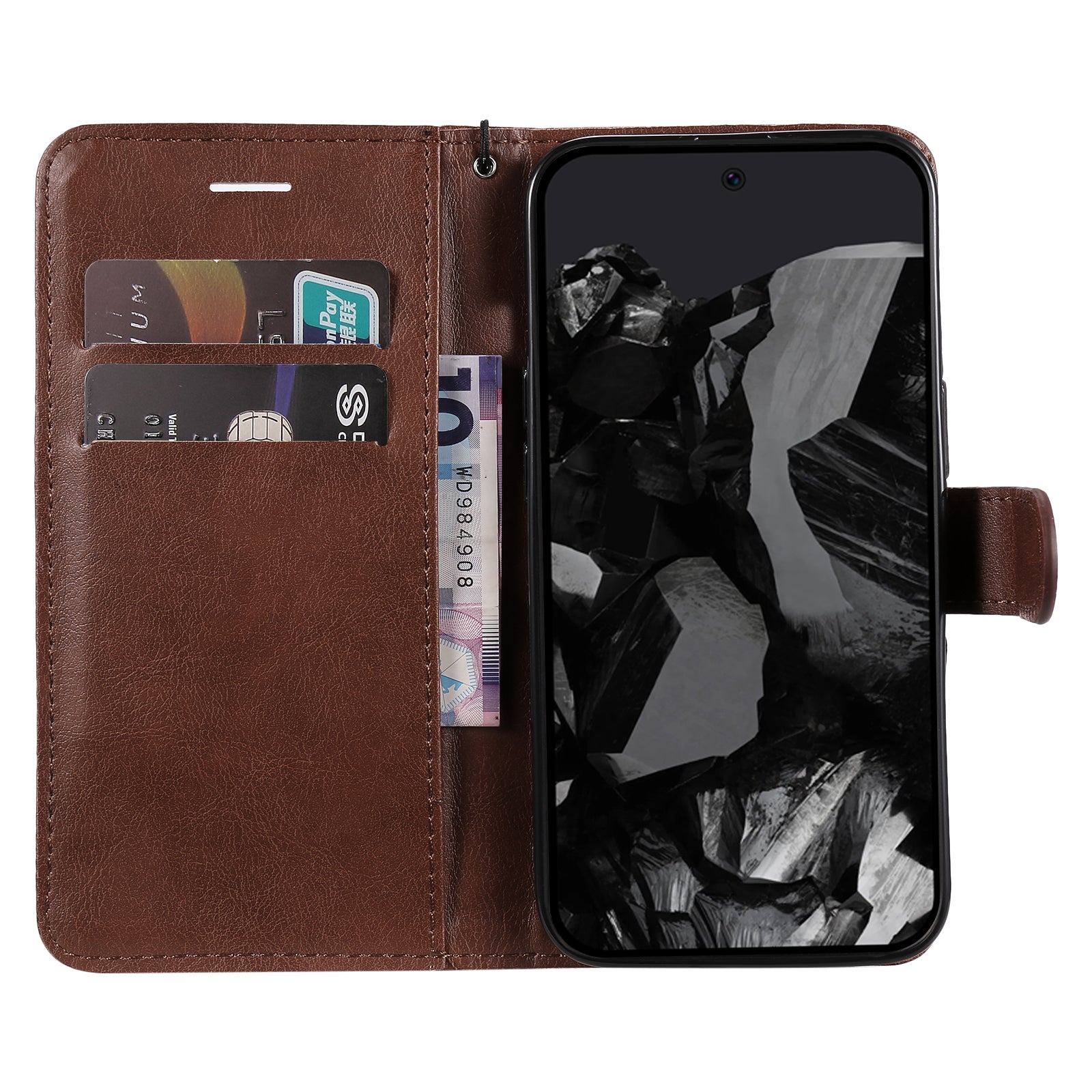 KT Leather Series-2 for Google Pixel 9 Pro Phone Case Flip Wallet Solid Color Phone Cover