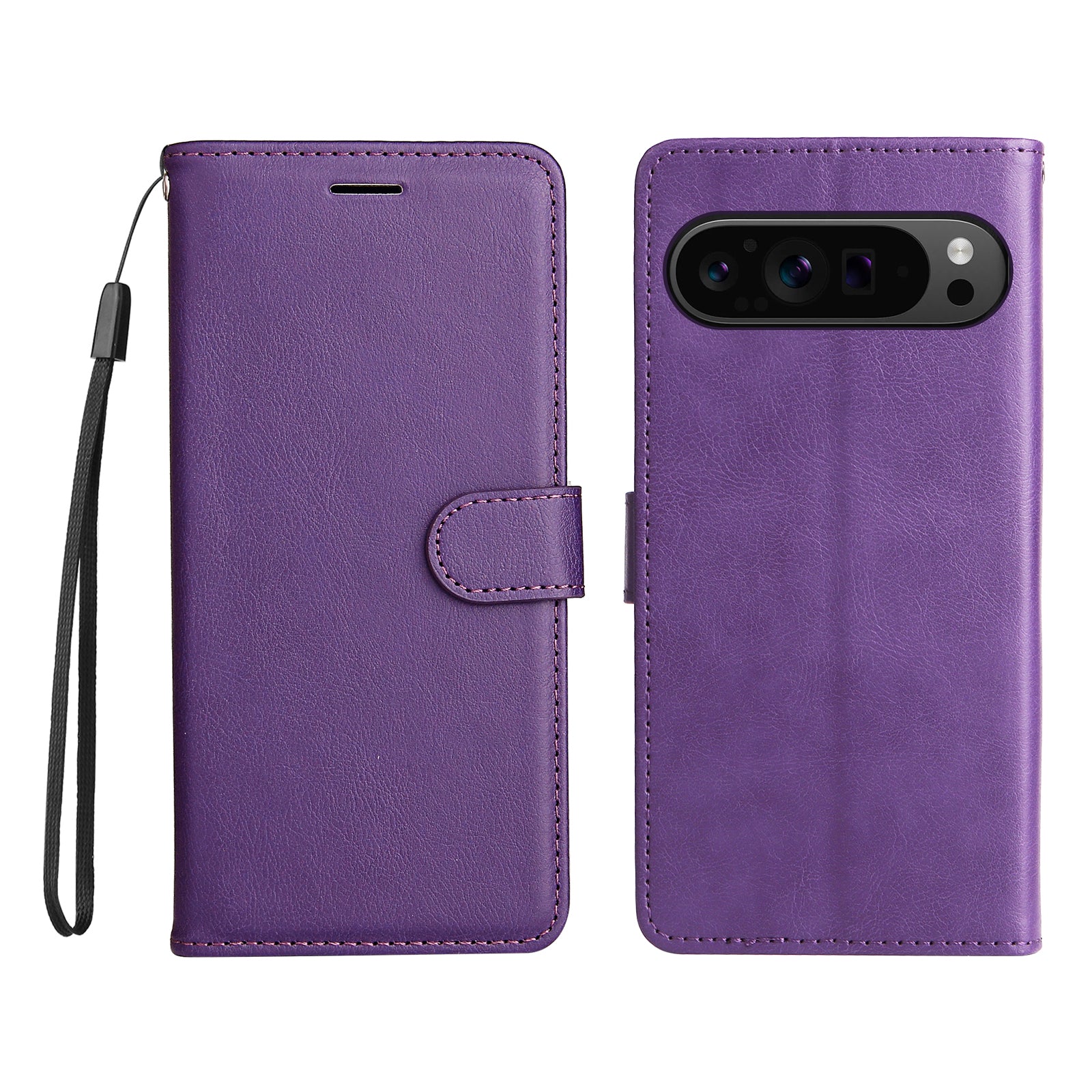 KT Leather Series-2 for Google Pixel 9 Pro Phone Case Flip Wallet Solid Color Phone Cover