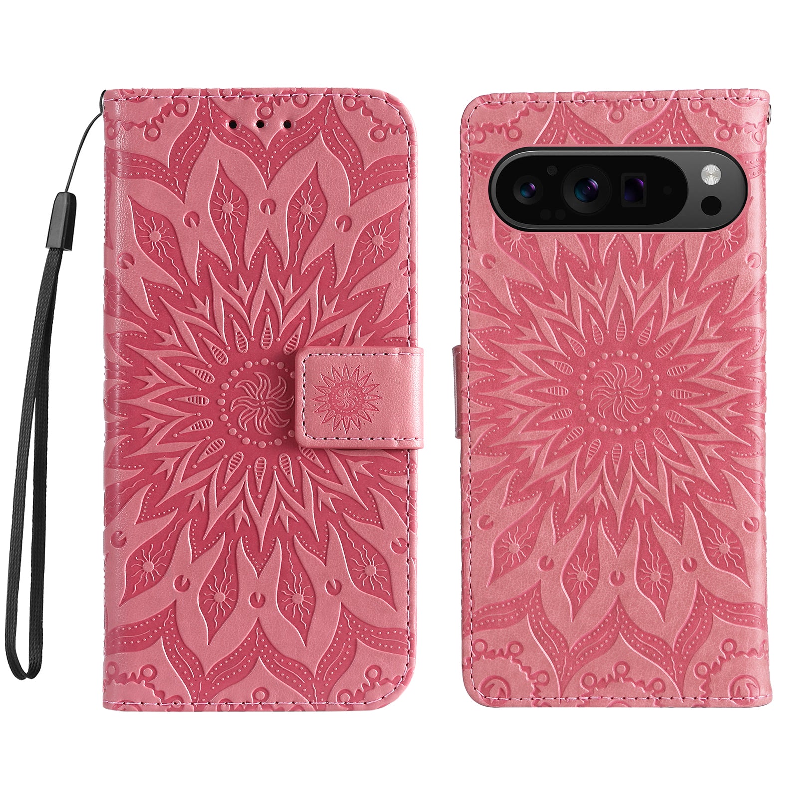 KT Imprinting Flower Series-1 For Google Pixel 9 Pro Case Leather Phone Cover with Wallet Stand