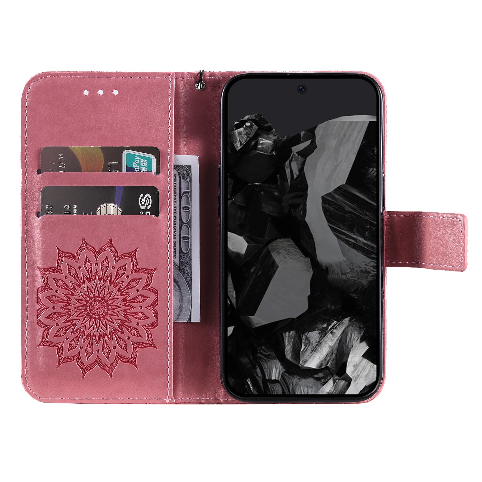 KT Imprinting Flower Series-1 For Google Pixel 9 Pro Case Leather Phone Cover with Wallet Stand
