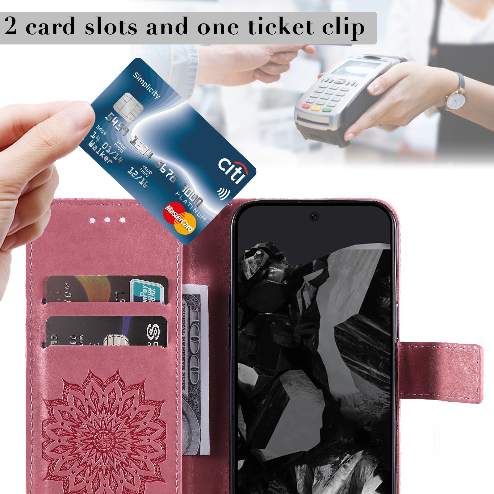 KT Imprinting Flower Series-1 For Google Pixel 9 Pro Case Leather Phone Cover with Wallet Stand
