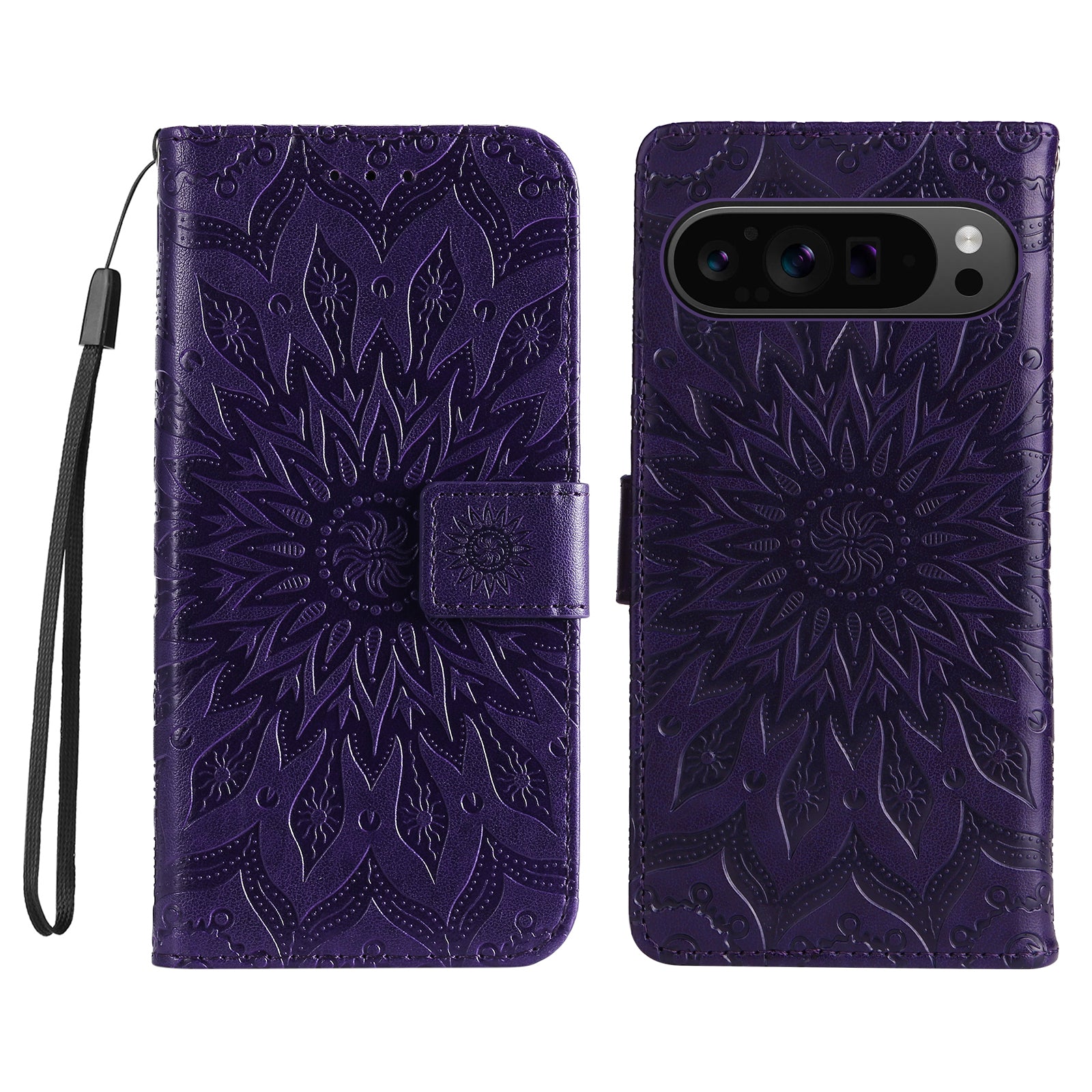 KT Imprinting Flower Series-1 For Google Pixel 9 Pro Case Leather Phone Cover with Wallet Stand
