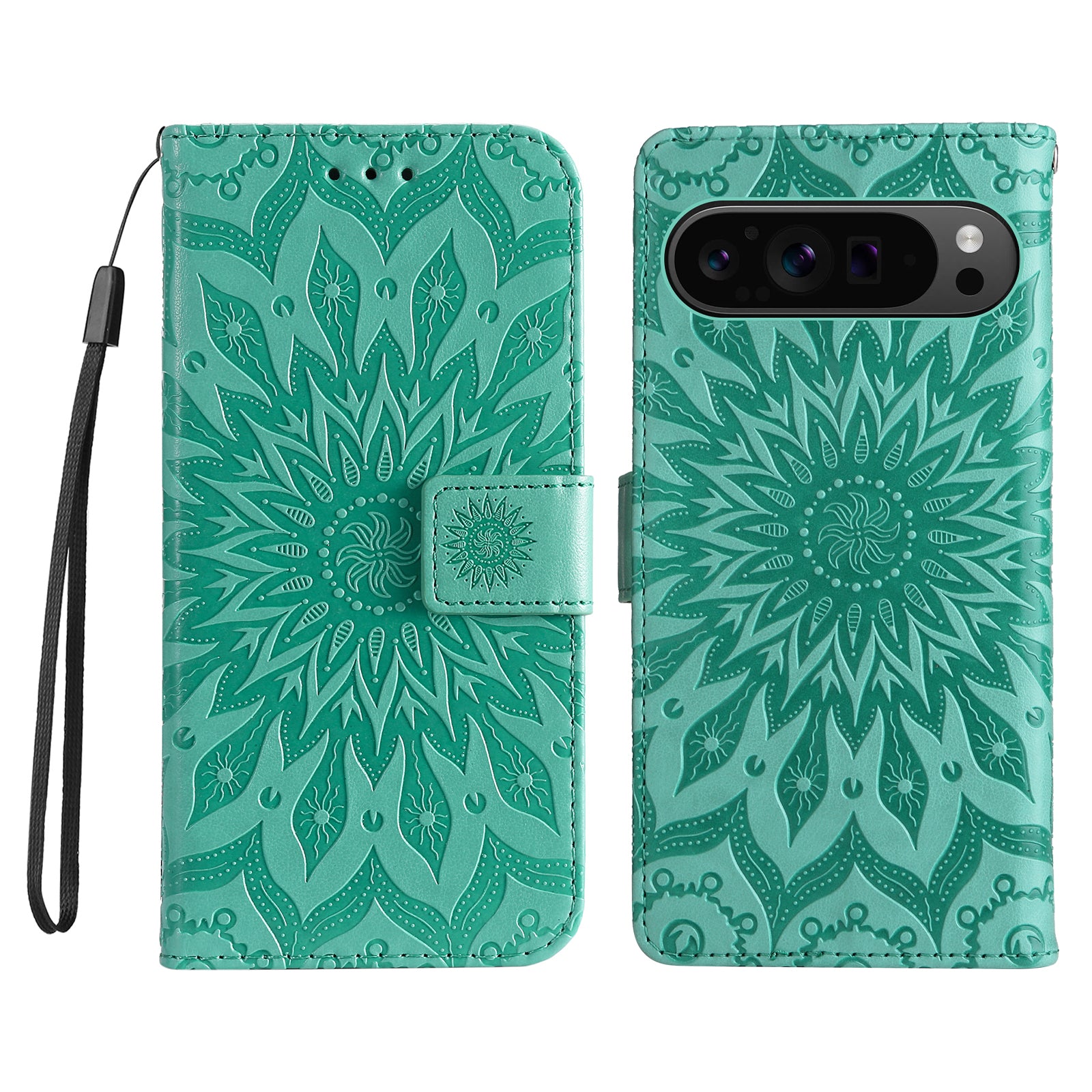 KT Imprinting Flower Series-1 For Google Pixel 9 Pro Case Leather Phone Cover with Wallet Stand