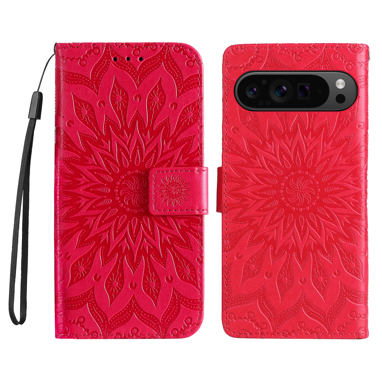 KT Imprinting Flower Series-1 For Google Pixel 9 Pro Case Leather Phone Cover with Wallet Stand