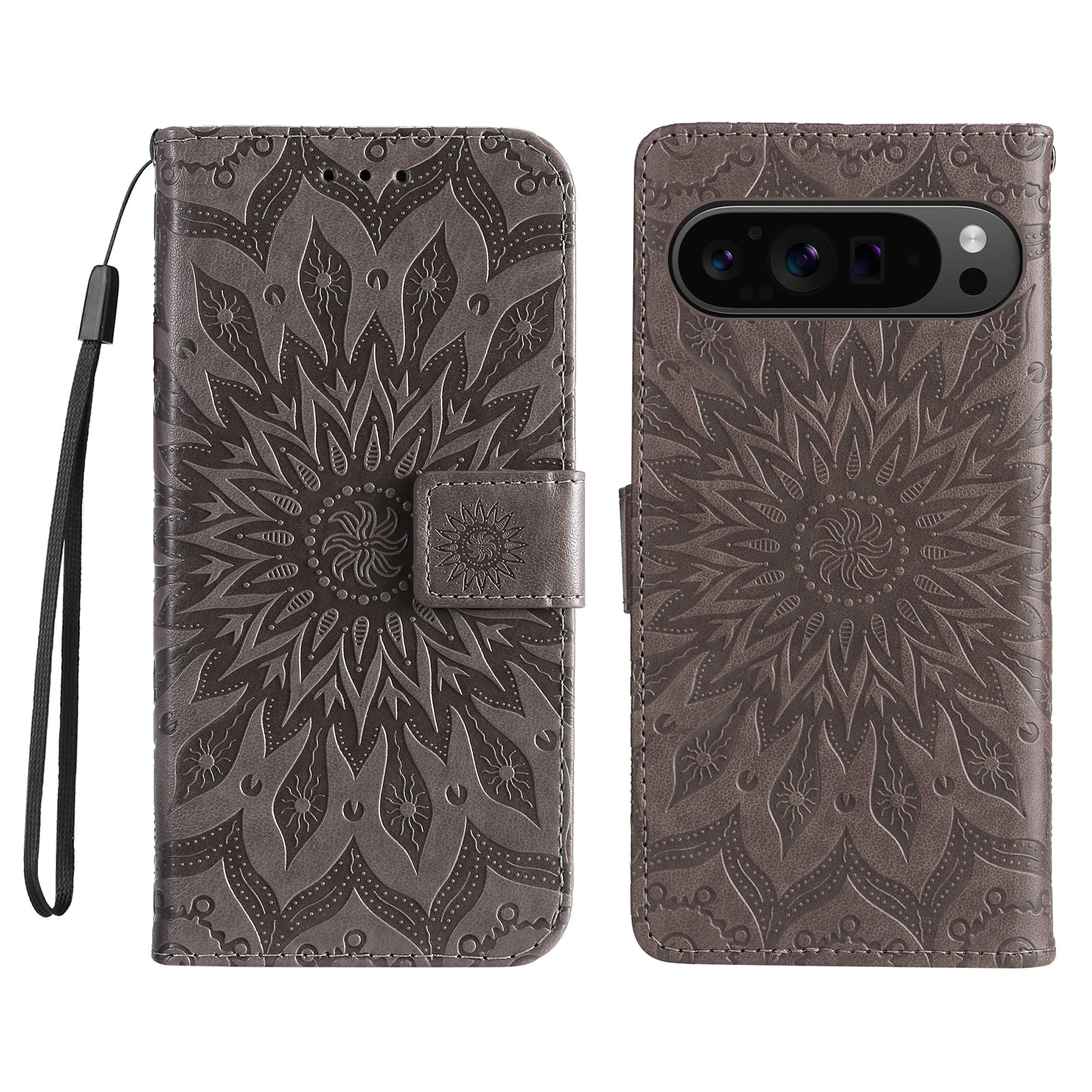 KT Imprinting Flower Series-1 For Google Pixel 9 Pro Case Leather Phone Cover with Wallet Stand
