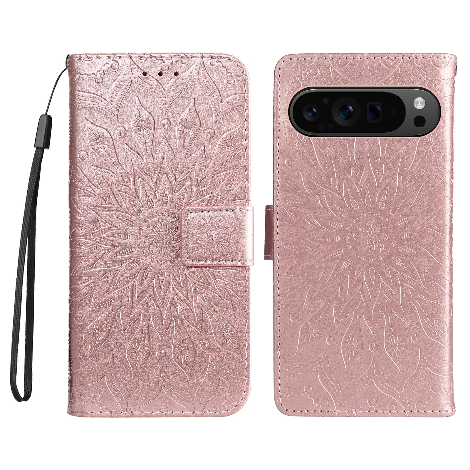 KT Imprinting Flower Series-1 For Google Pixel 9 Pro Case Leather Phone Cover with Wallet Stand