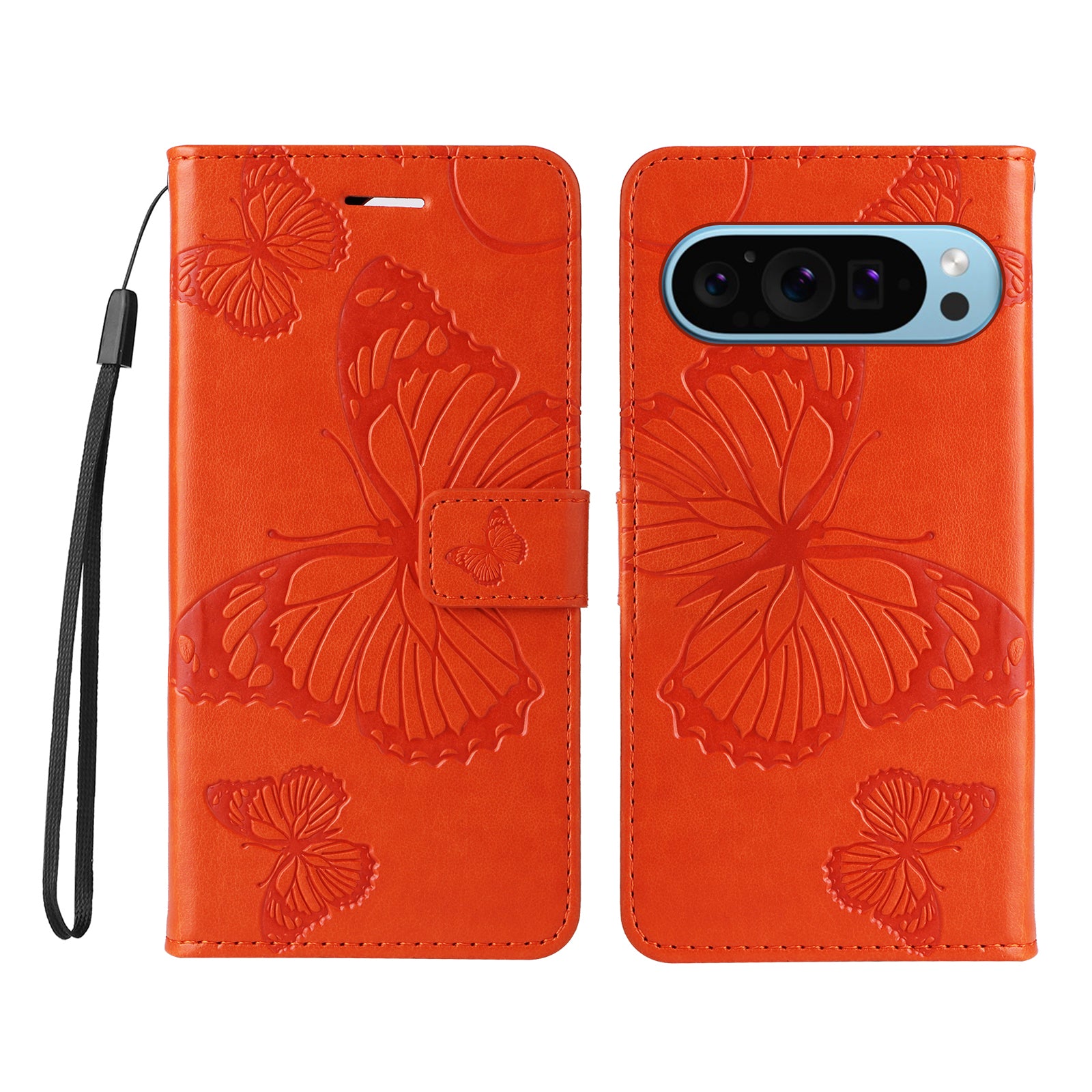 KT Imprinting Flower Series-2 For Google Pixel 9 Case Leather Phone Cover with Wallet Card Slots