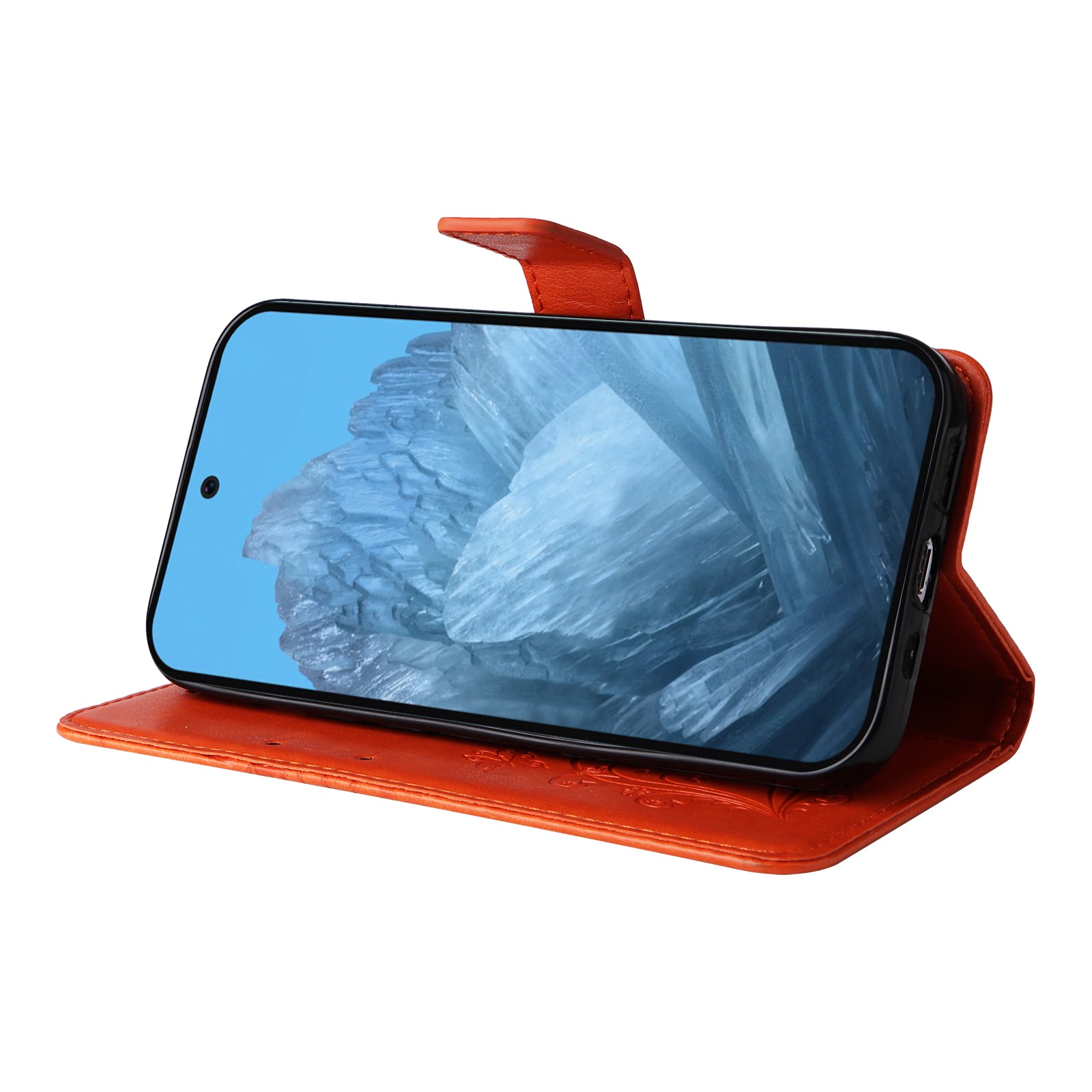 KT Imprinting Flower Series-2 For Google Pixel 9 Case Leather Phone Cover with Wallet Card Slots