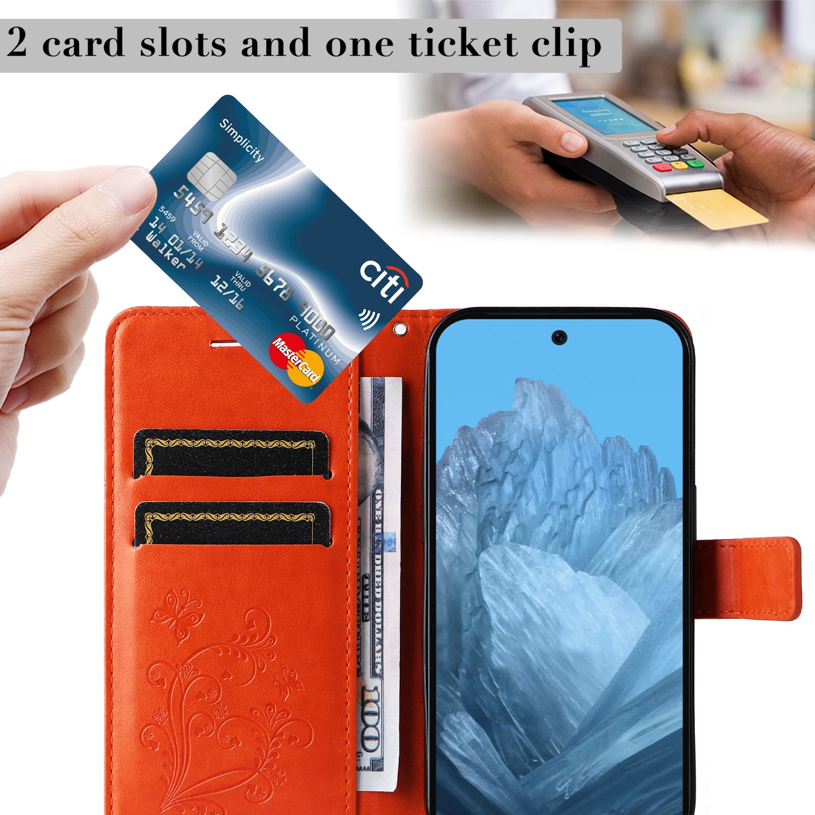 KT Imprinting Flower Series-2 For Google Pixel 9 Case Leather Phone Cover with Wallet Card Slots
